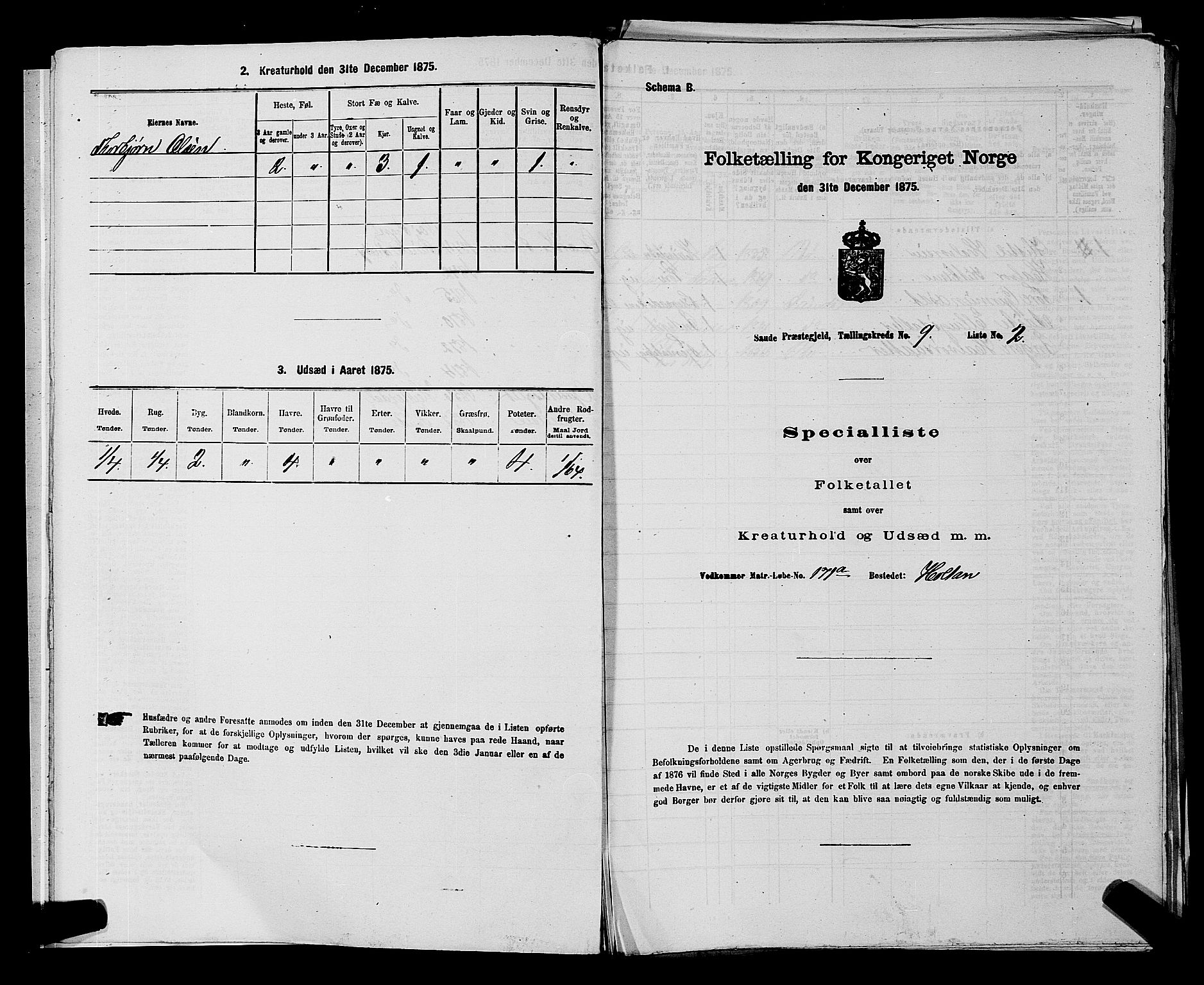 SAKO, 1875 census for 0822P Sauherad, 1875, p. 1065