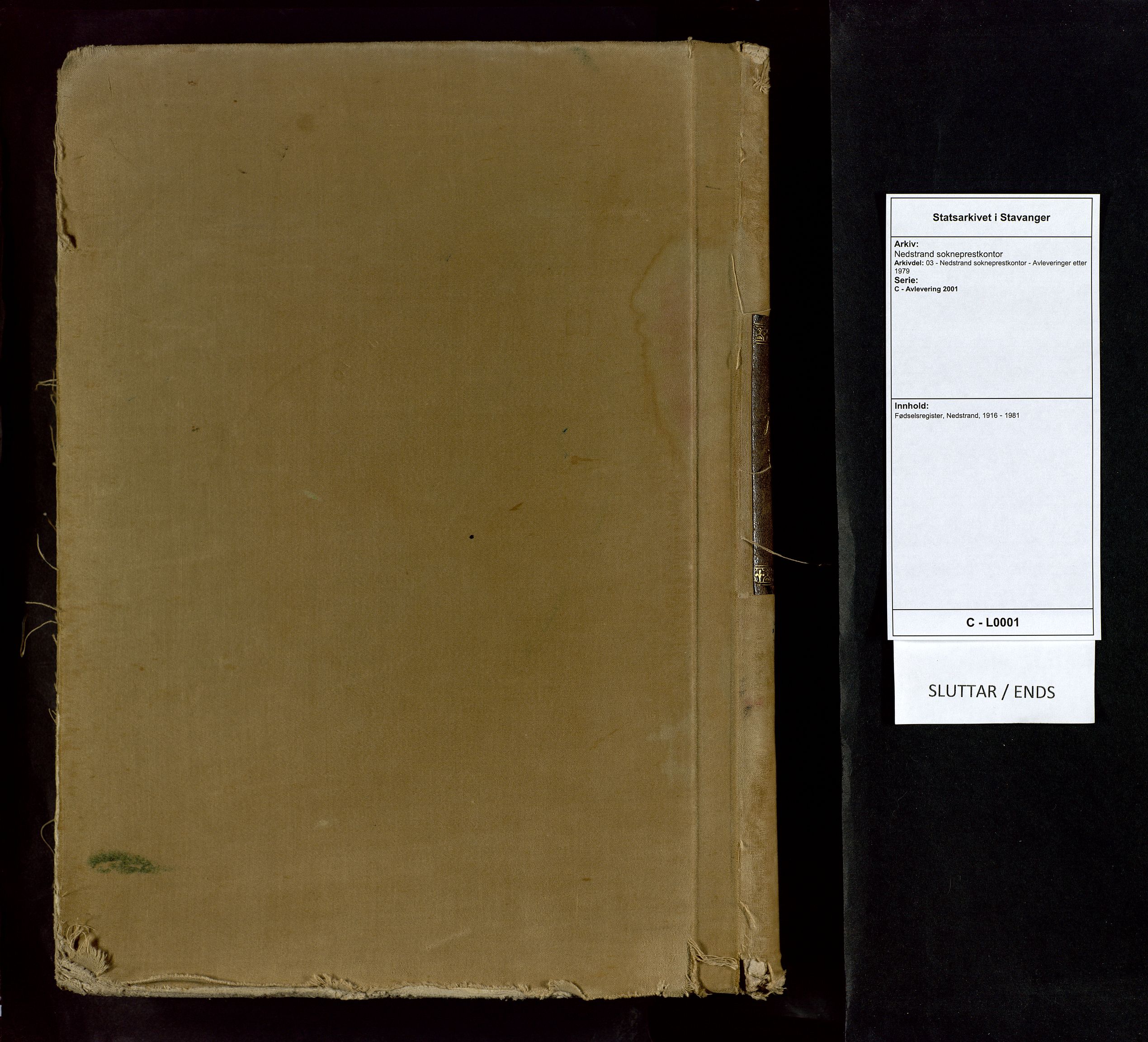 Nedstrand sokneprestkontor, AV/SAST-A-101841/03/C/L0001: Birth register no. 1, 1916-1981