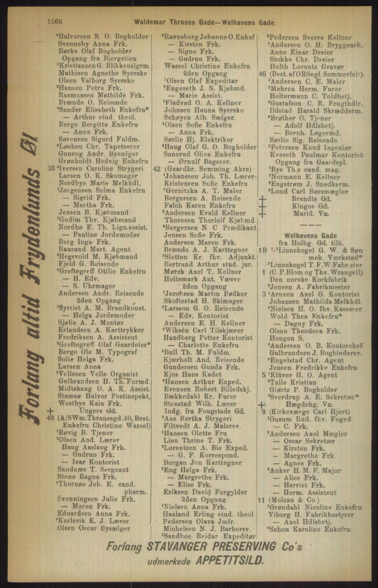 Kristiania/Oslo adressebok, PUBL/-, 1911, p. 1566