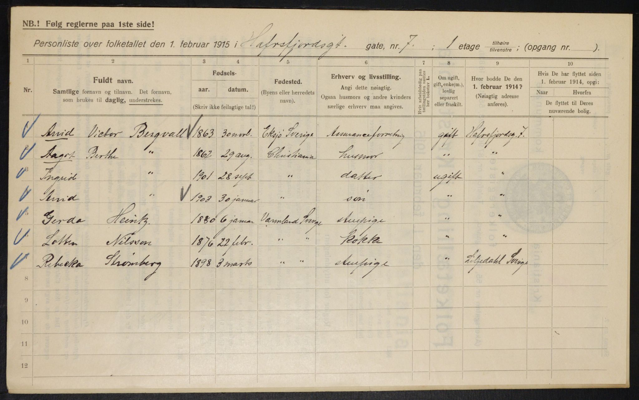 OBA, Municipal Census 1915 for Kristiania, 1915, p. 32930