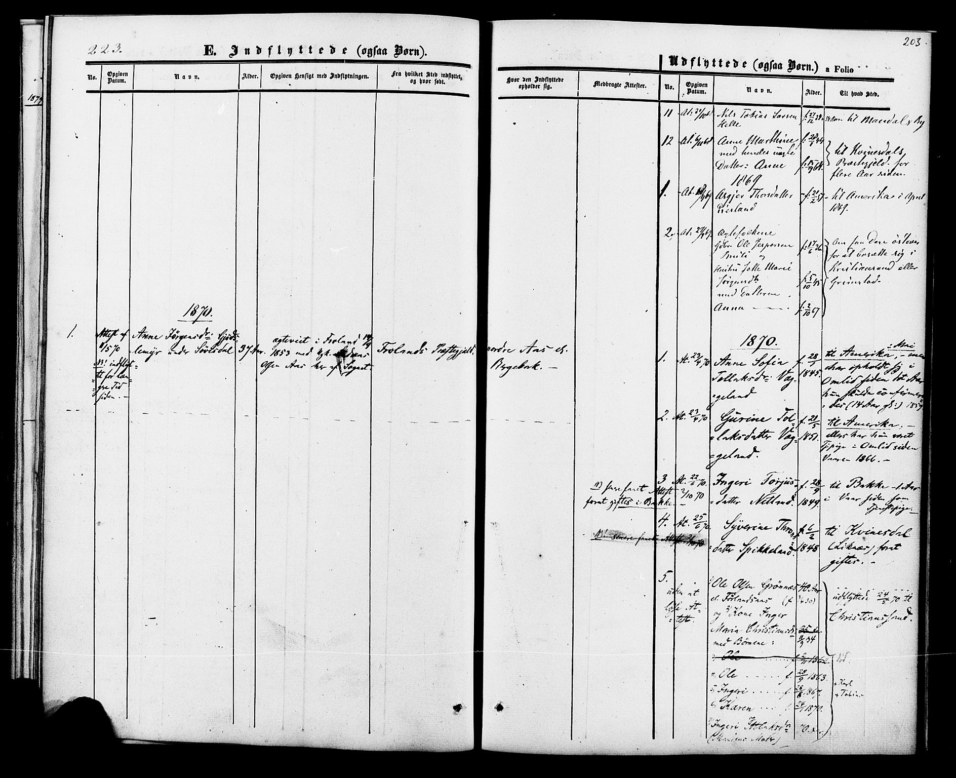 Fjotland sokneprestkontor, AV/SAK-1111-0010/F/Fa/L0001: Parish register (official) no. A 1, 1850-1879, p. 203