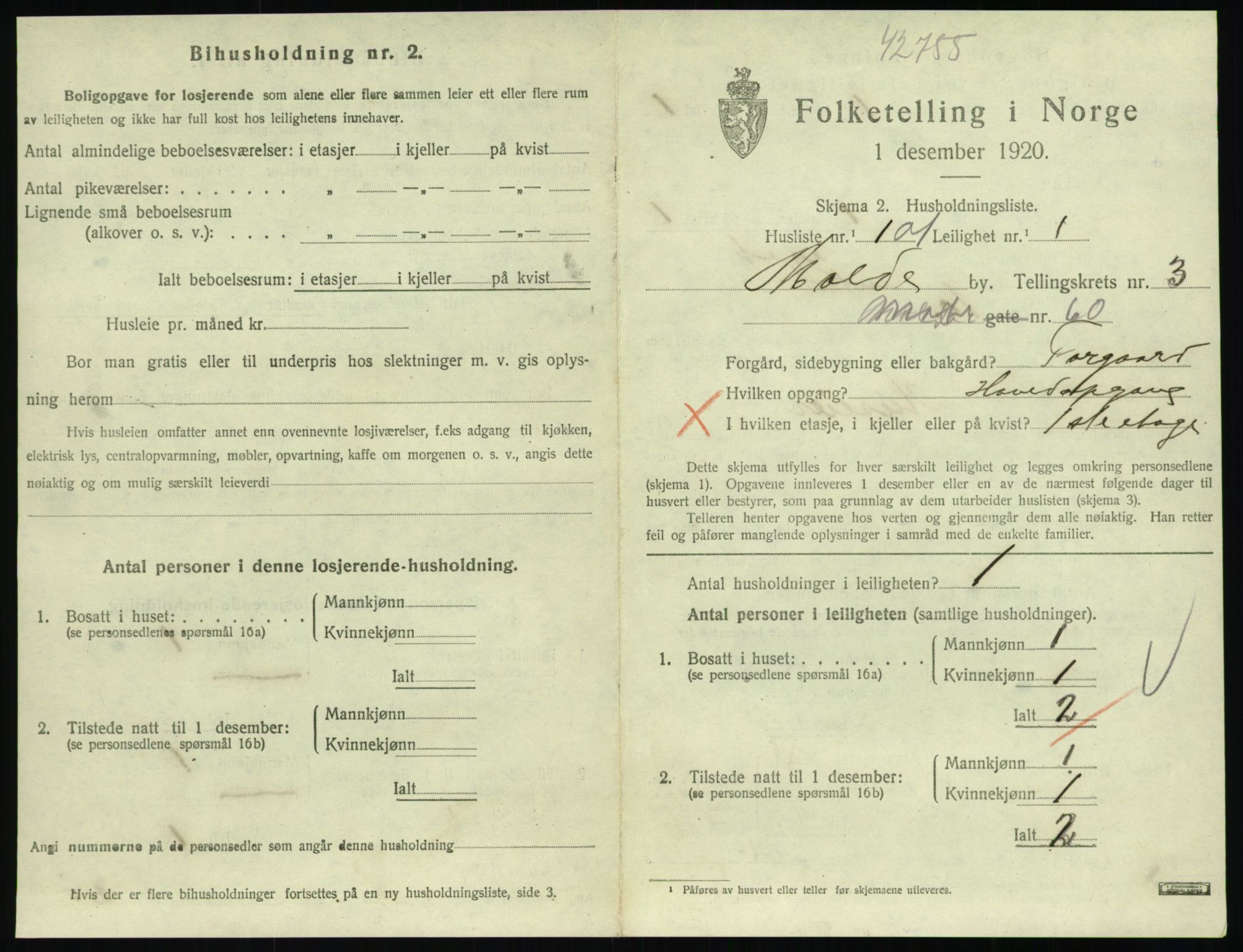 SAT, 1920 census for Molde, 1920, p. 1413