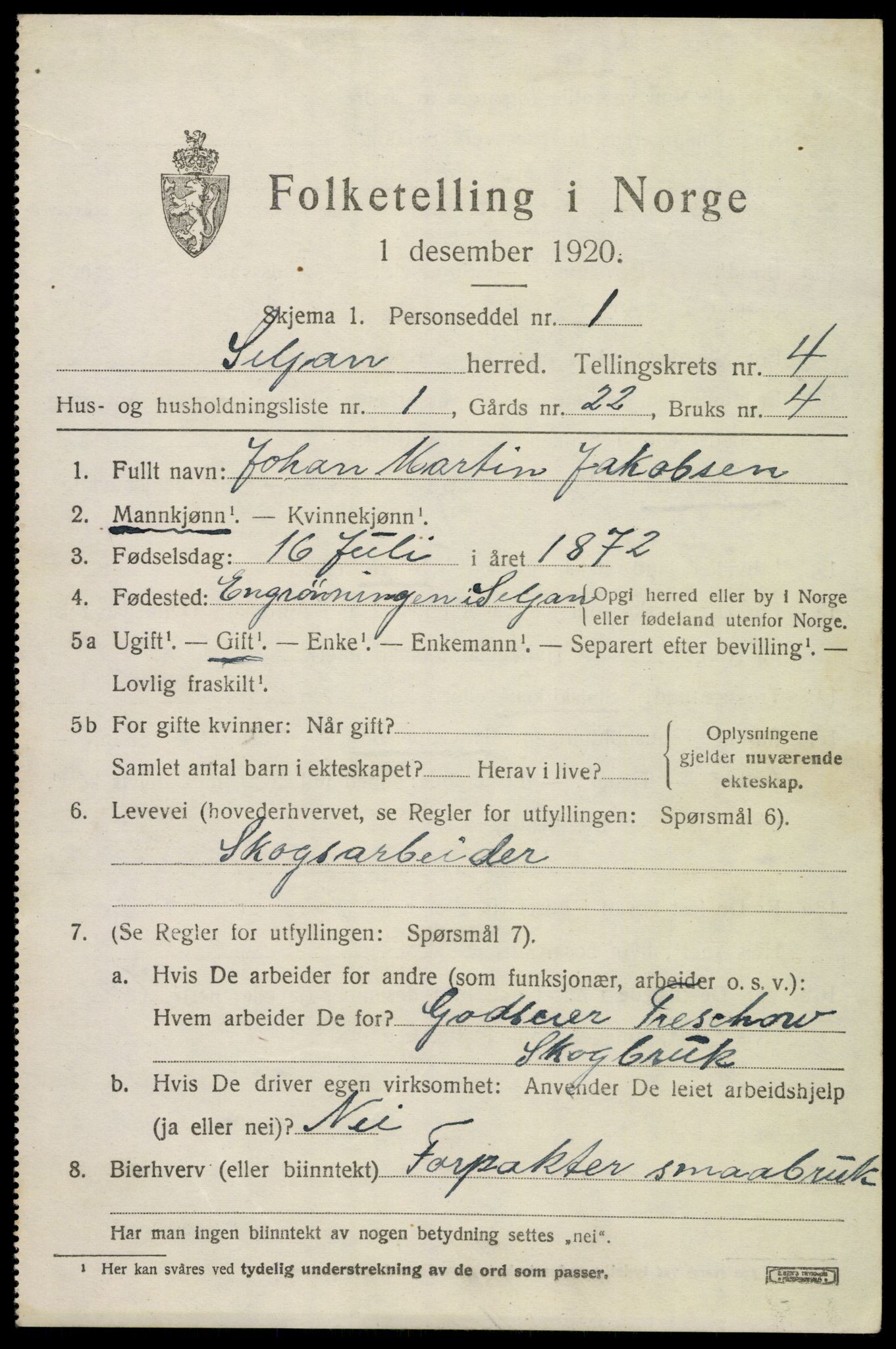 SAKO, 1920 census for Siljan, 1920, p. 1963