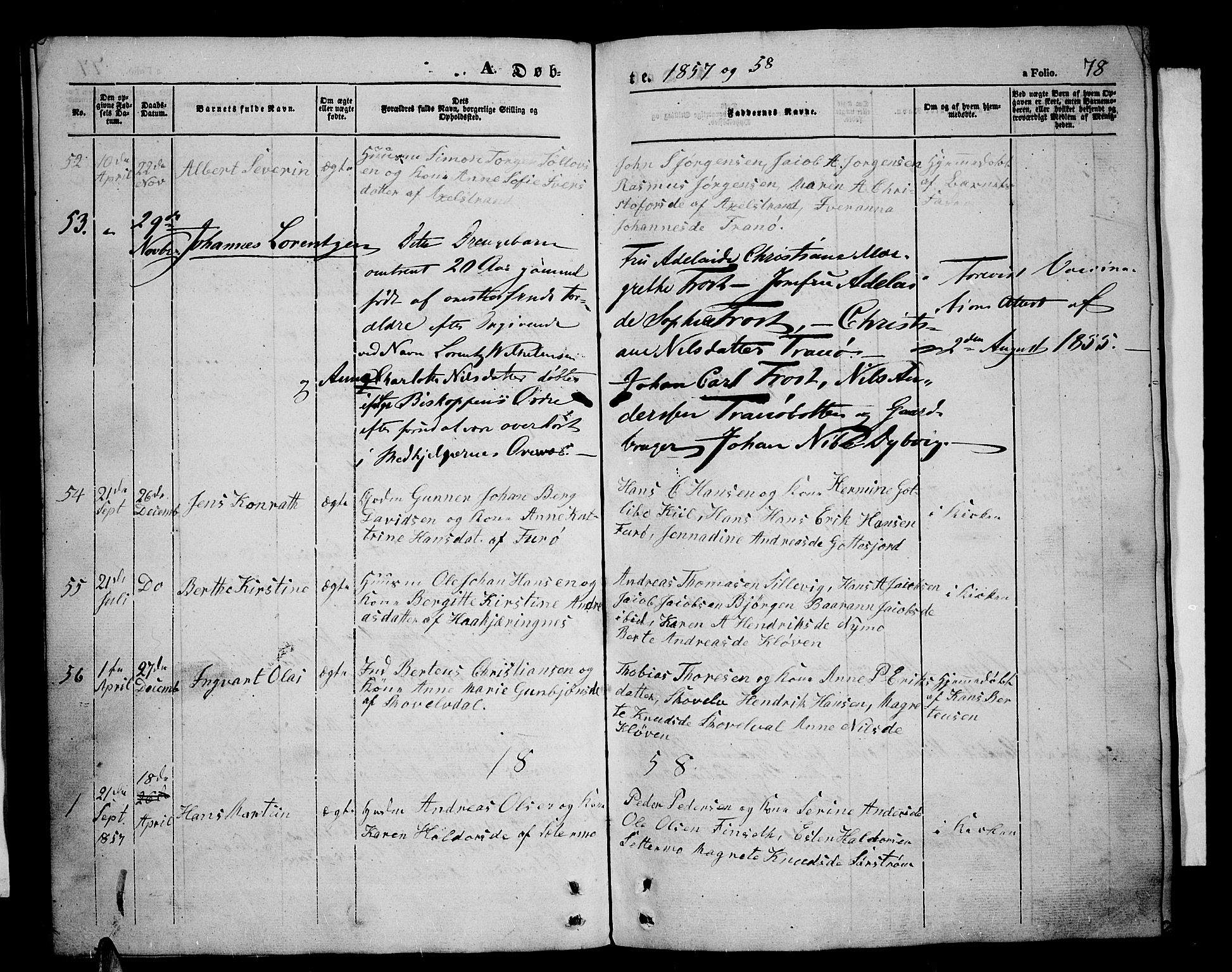 Tranøy sokneprestkontor, SATØ/S-1313/I/Ia/Iab/L0002klokker: Parish register (copy) no. 2, 1847-1860, p. 78