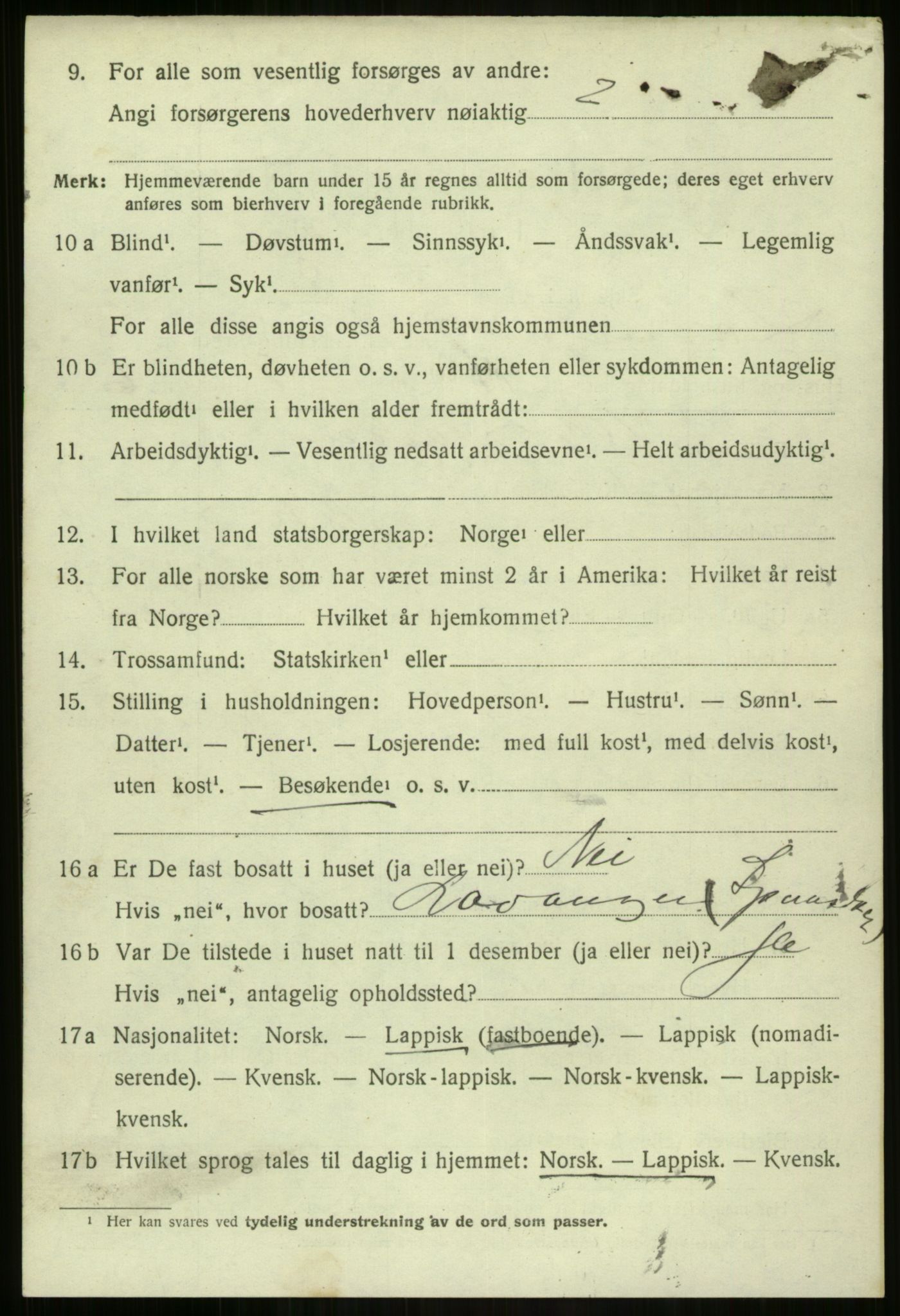 SATØ, 1920 census for Lavangen, 1920, p. 1904