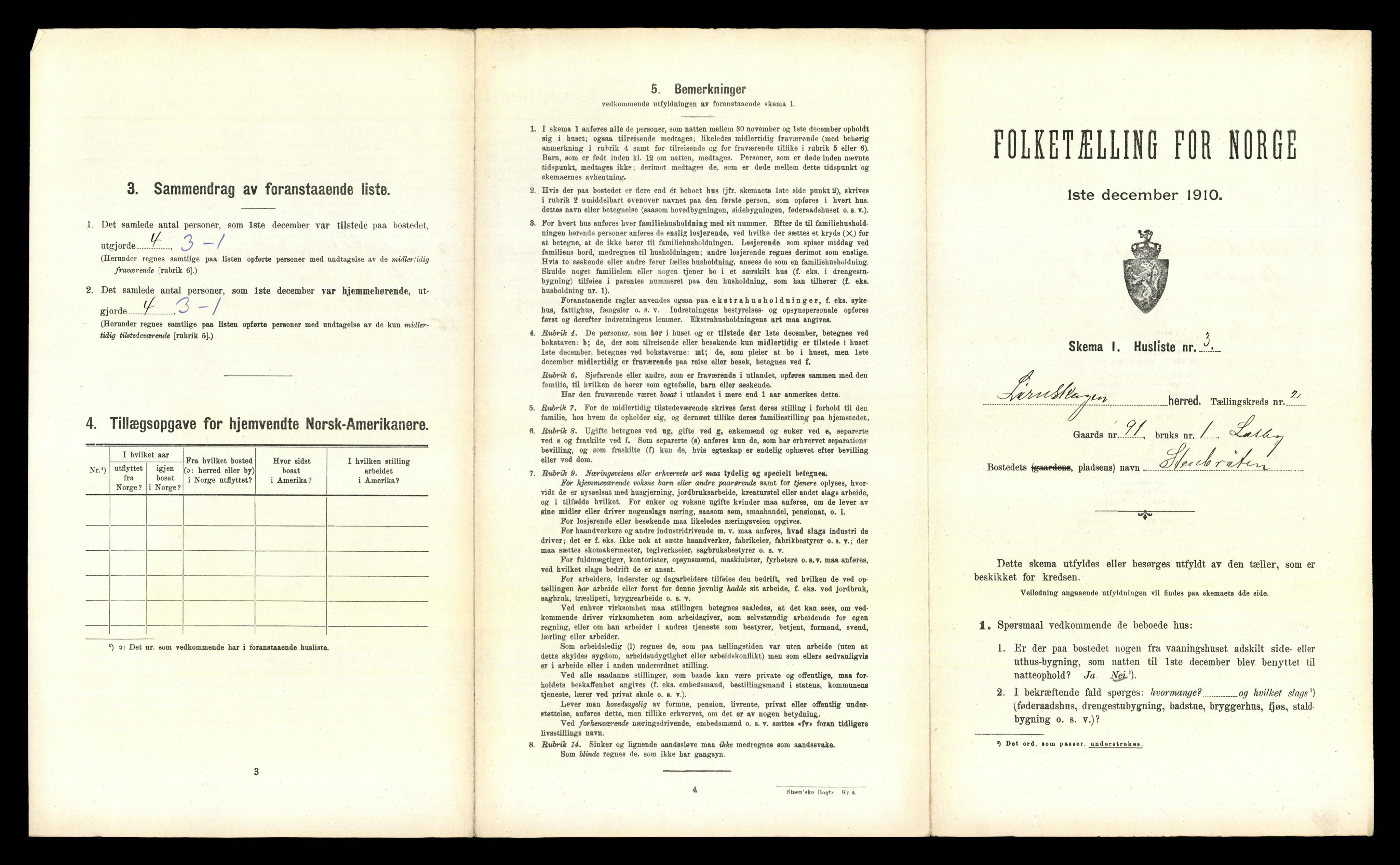 RA, 1910 census for Lørenskog, 1910, p. 188