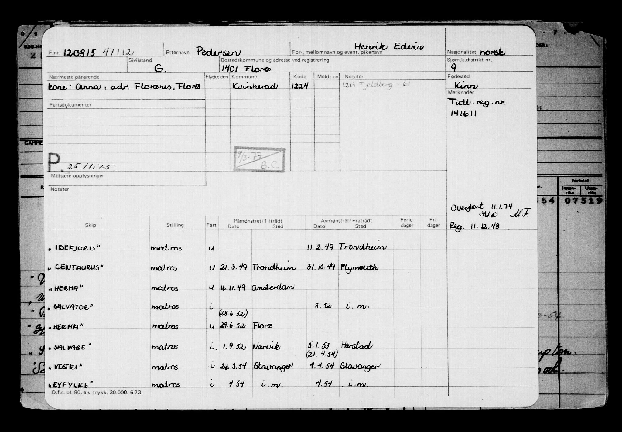 Direktoratet for sjømenn, RA/S-3545/G/Gb/L0132: Hovedkort, 1915, p. 71