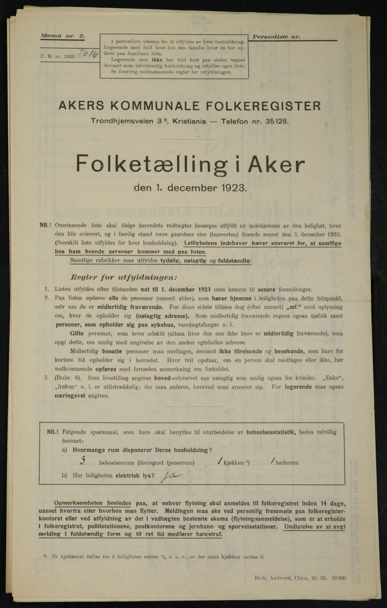 , Municipal Census 1923 for Aker, 1923, p. 21019