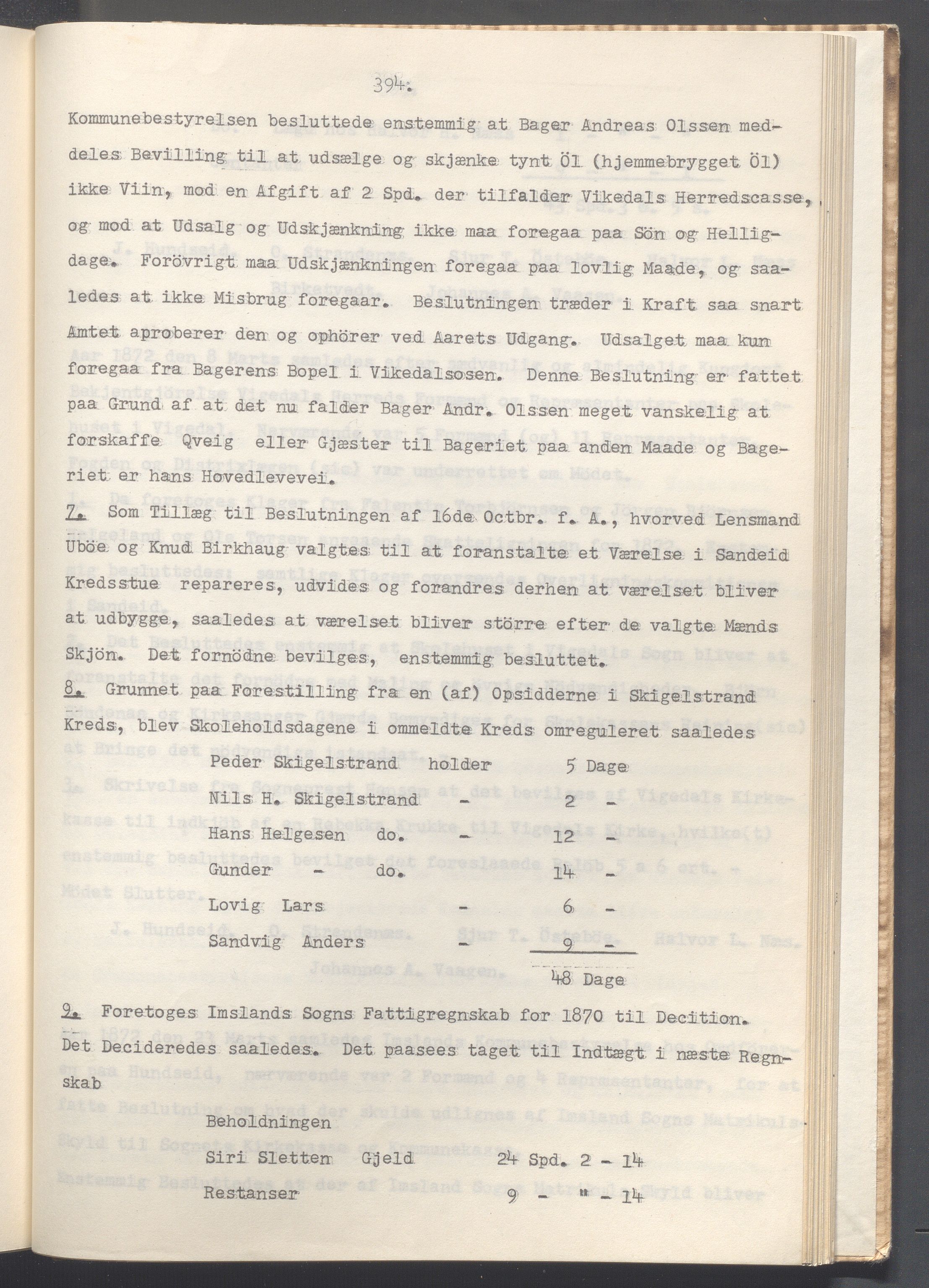 Vikedal kommune - Formannskapet, IKAR/K-100598/A/Ac/L0002: Avskrift av møtebok, 1862-1874, p. 394