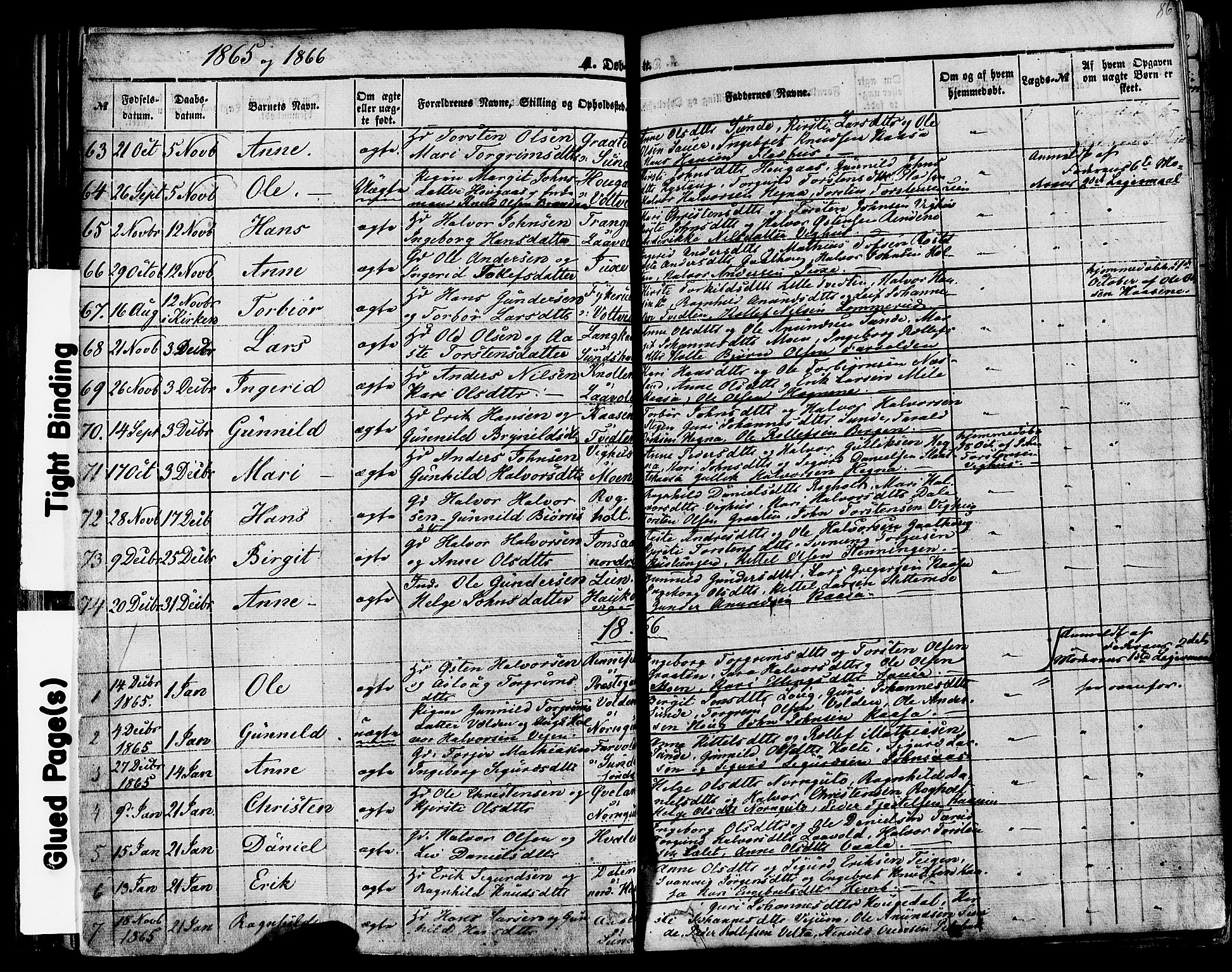 Sauherad kirkebøker, AV/SAKO-A-298/F/Fa/L0007: Parish register (official) no. I 7, 1851-1873, p. 86