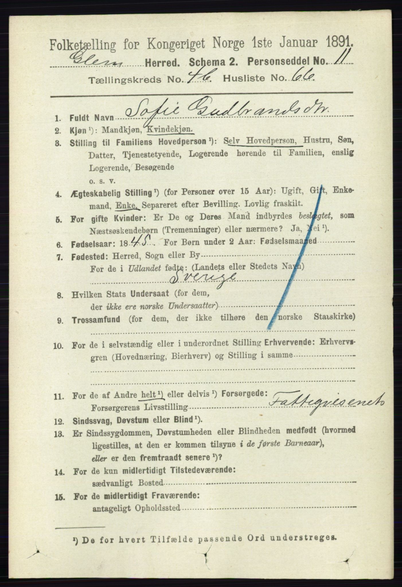RA, 1891 census for 0132 Glemmen, 1891, p. 5559