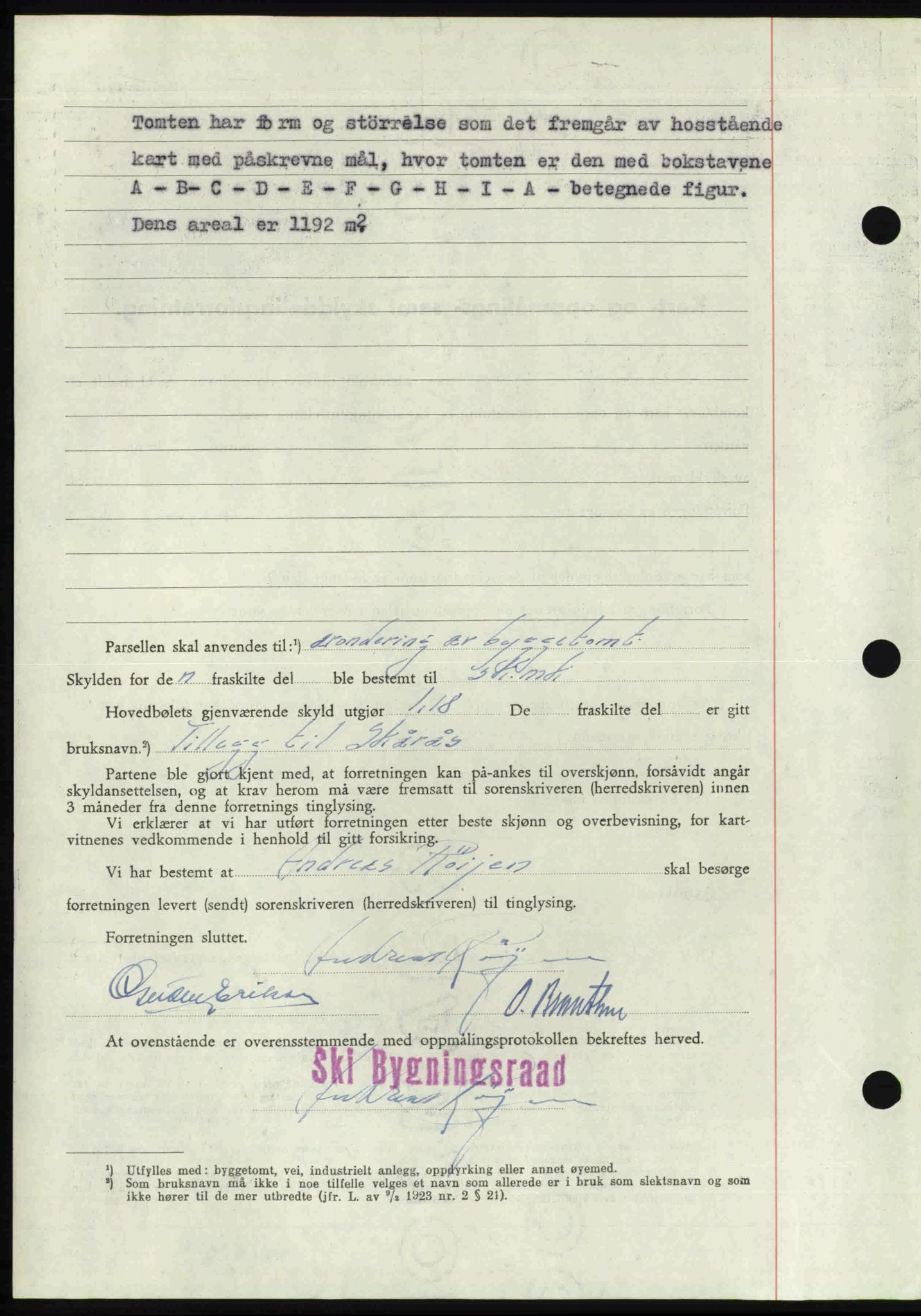 Follo sorenskriveri, SAO/A-10274/G/Ga/Gaa/L0085: Mortgage book no. I 85, 1948-1948, Diary no: : 3951/1948