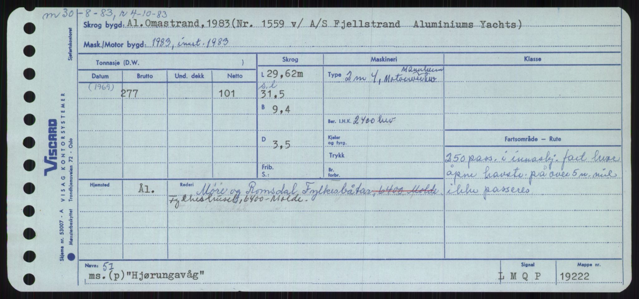 Sjøfartsdirektoratet med forløpere, Skipsmålingen, AV/RA-S-1627/H/Ha/L0003/0001: Fartøy, Hilm-Mar / Fartøy, Hilm-Kol, p. 45