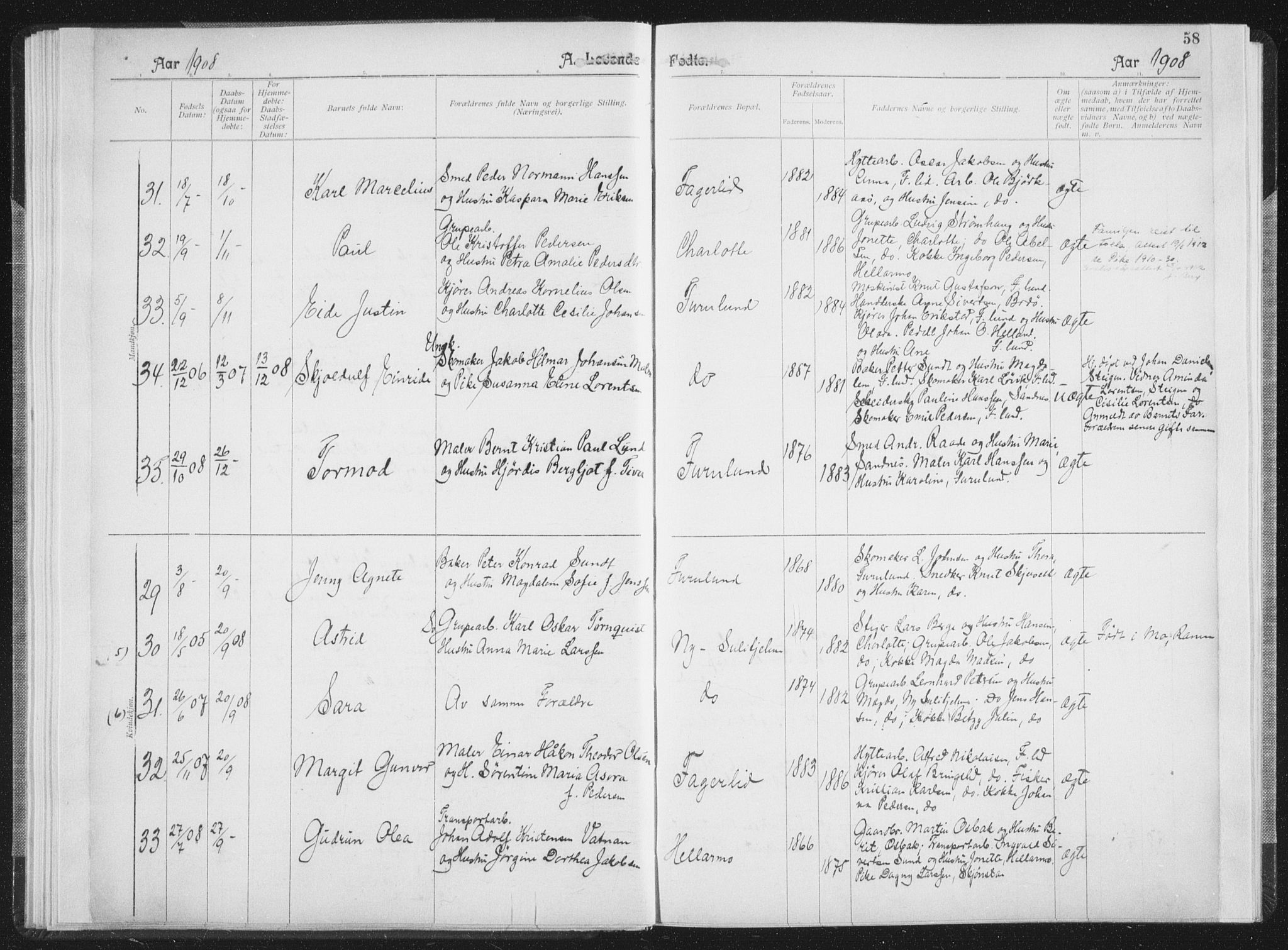 Ministerialprotokoller, klokkerbøker og fødselsregistre - Nordland, AV/SAT-A-1459/850/L0711: Curate's parish register no. 850B01, 1902-1915, p. 58