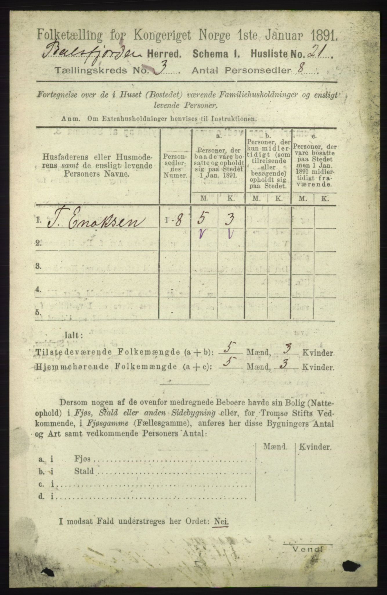 RA, 1891 census for 1933 Balsfjord, 1891, p. 840