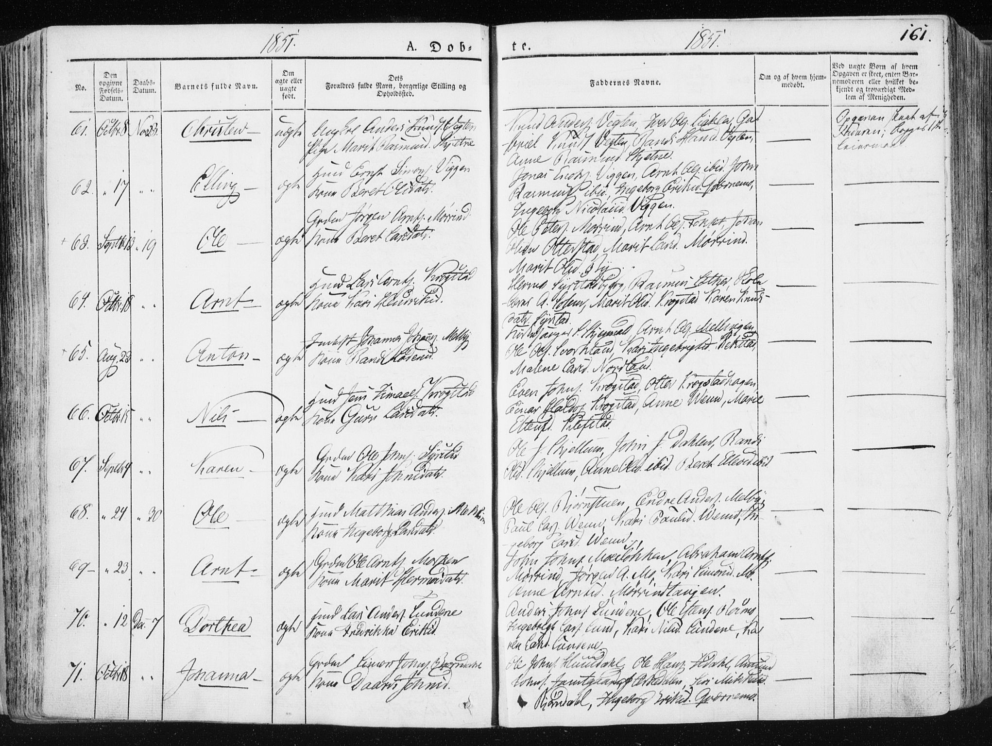 Ministerialprotokoller, klokkerbøker og fødselsregistre - Sør-Trøndelag, AV/SAT-A-1456/665/L0771: Parish register (official) no. 665A06, 1830-1856, p. 161