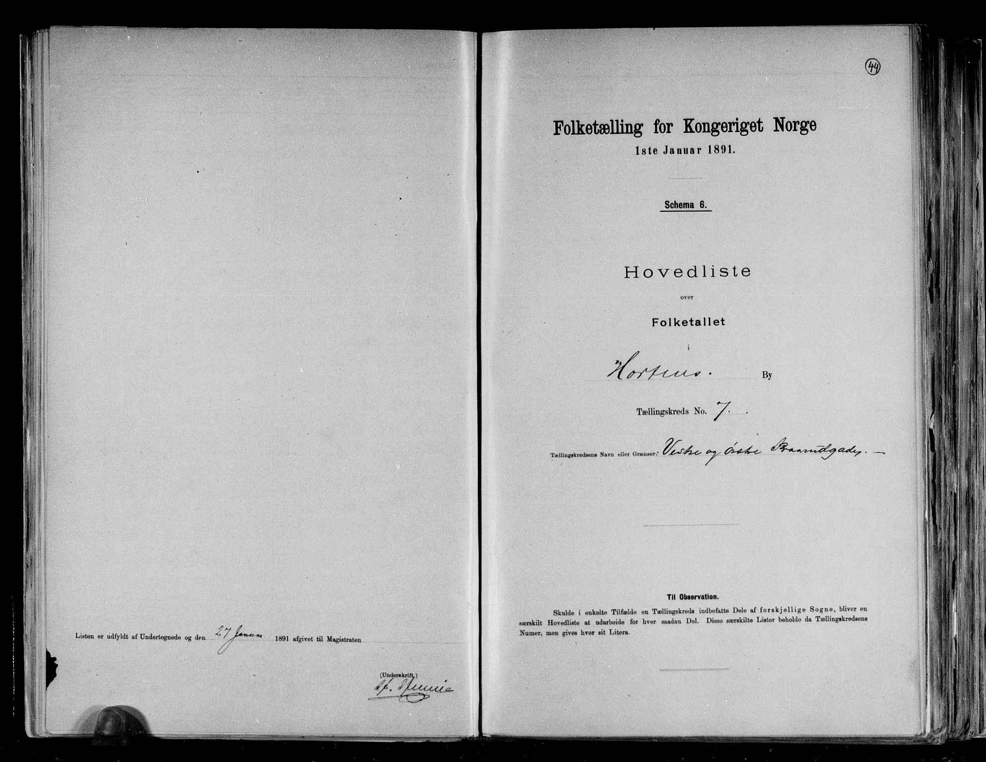 RA, 1891 census for 0703 Horten, 1891, p. 16