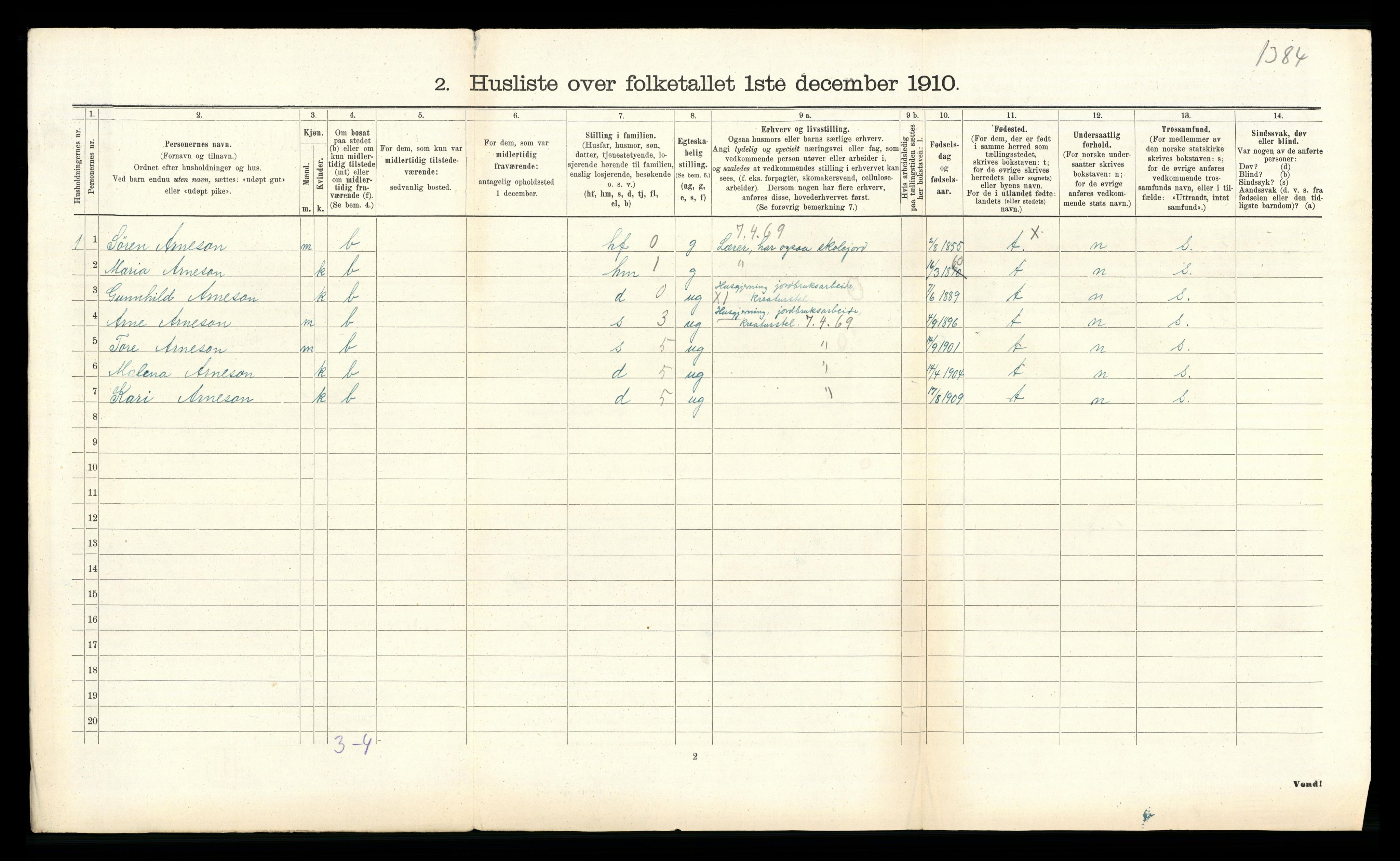 RA, 1910 census for Gjesdal, 1910, p. 387