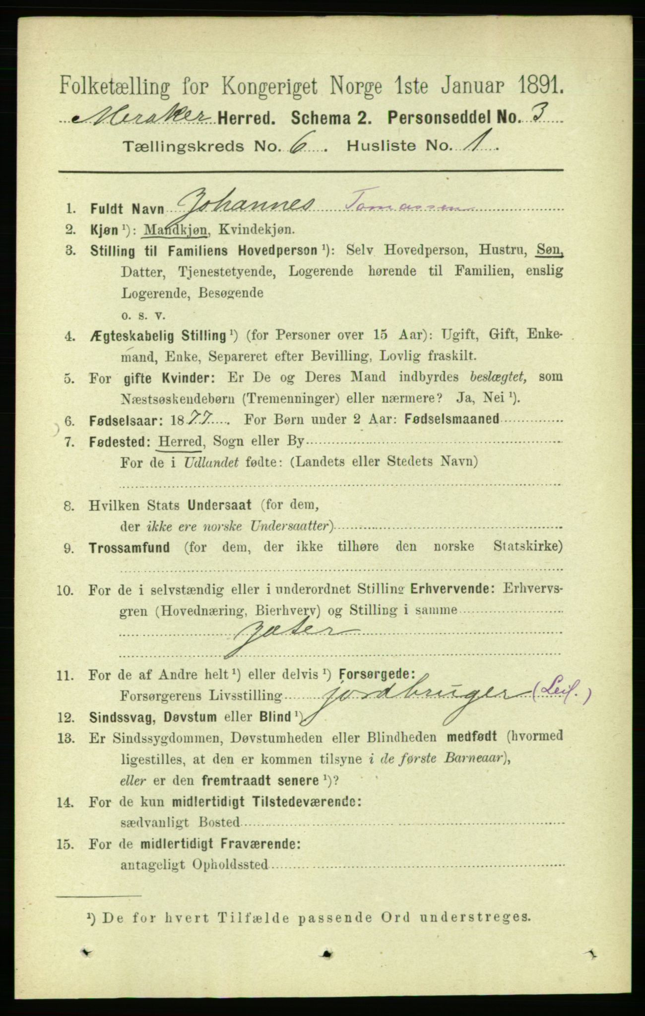 RA, 1891 census for 1711 Meråker, 1891, p. 2028