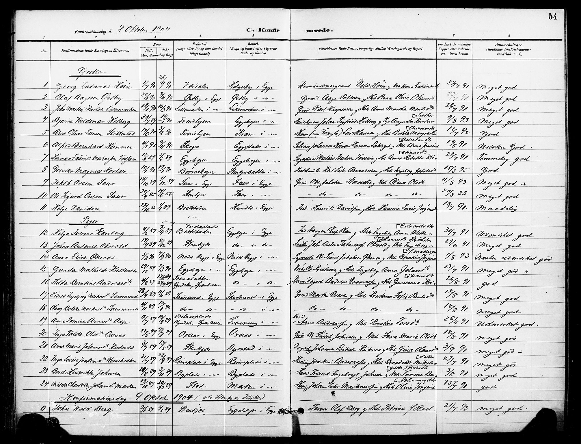 Ministerialprotokoller, klokkerbøker og fødselsregistre - Nord-Trøndelag, SAT/A-1458/740/L0379: Parish register (official) no. 740A02, 1895-1907, p. 54