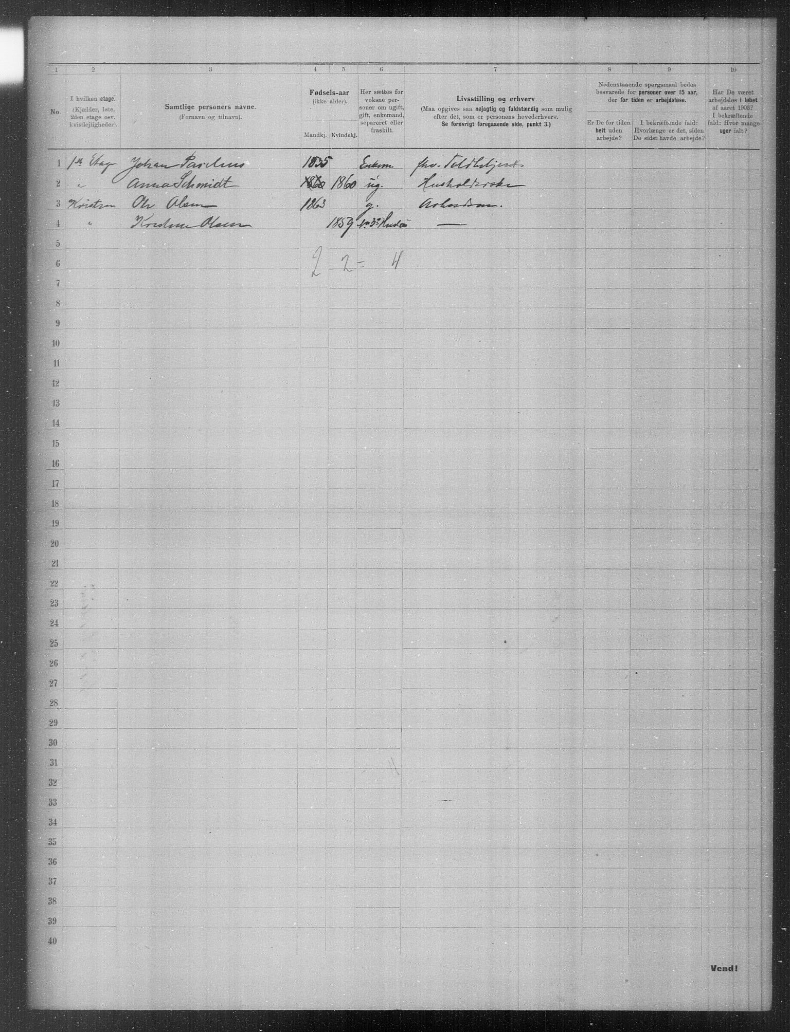 OBA, Municipal Census 1903 for Kristiania, 1903, p. 16107