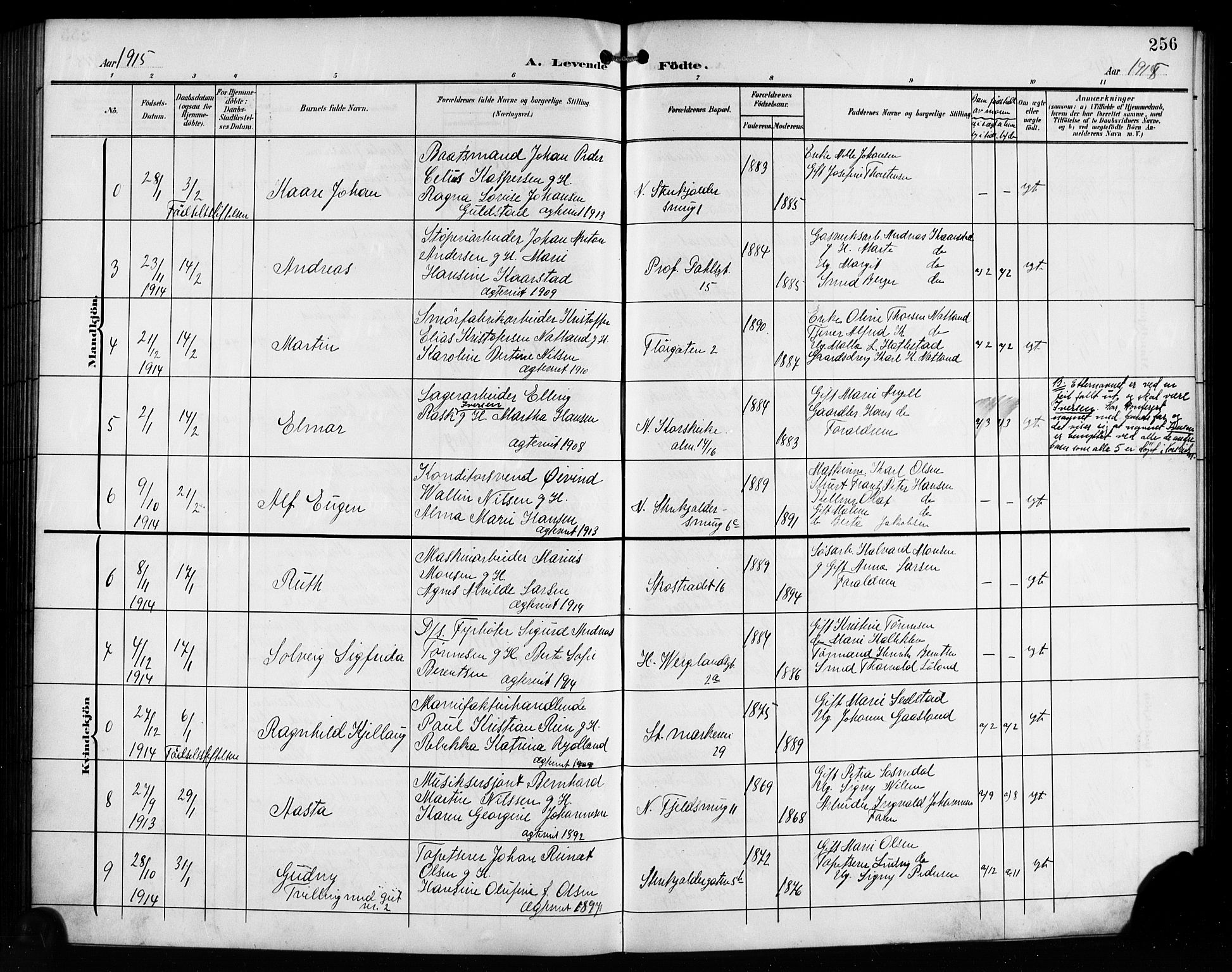 Korskirken sokneprestembete, AV/SAB-A-76101/H/Hab: Parish register (copy) no. B 11, 1905-1916, p. 256