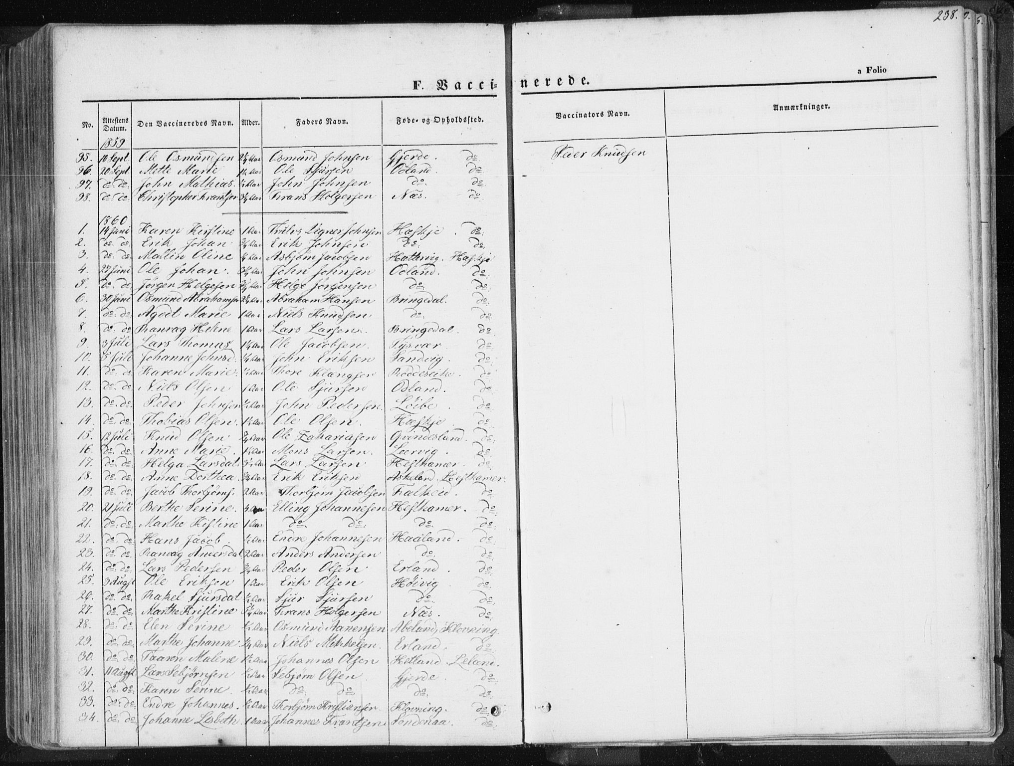 Tysvær sokneprestkontor, SAST/A -101864/H/Ha/Haa/L0003: Parish register (official) no. A 3, 1856-1865, p. 238