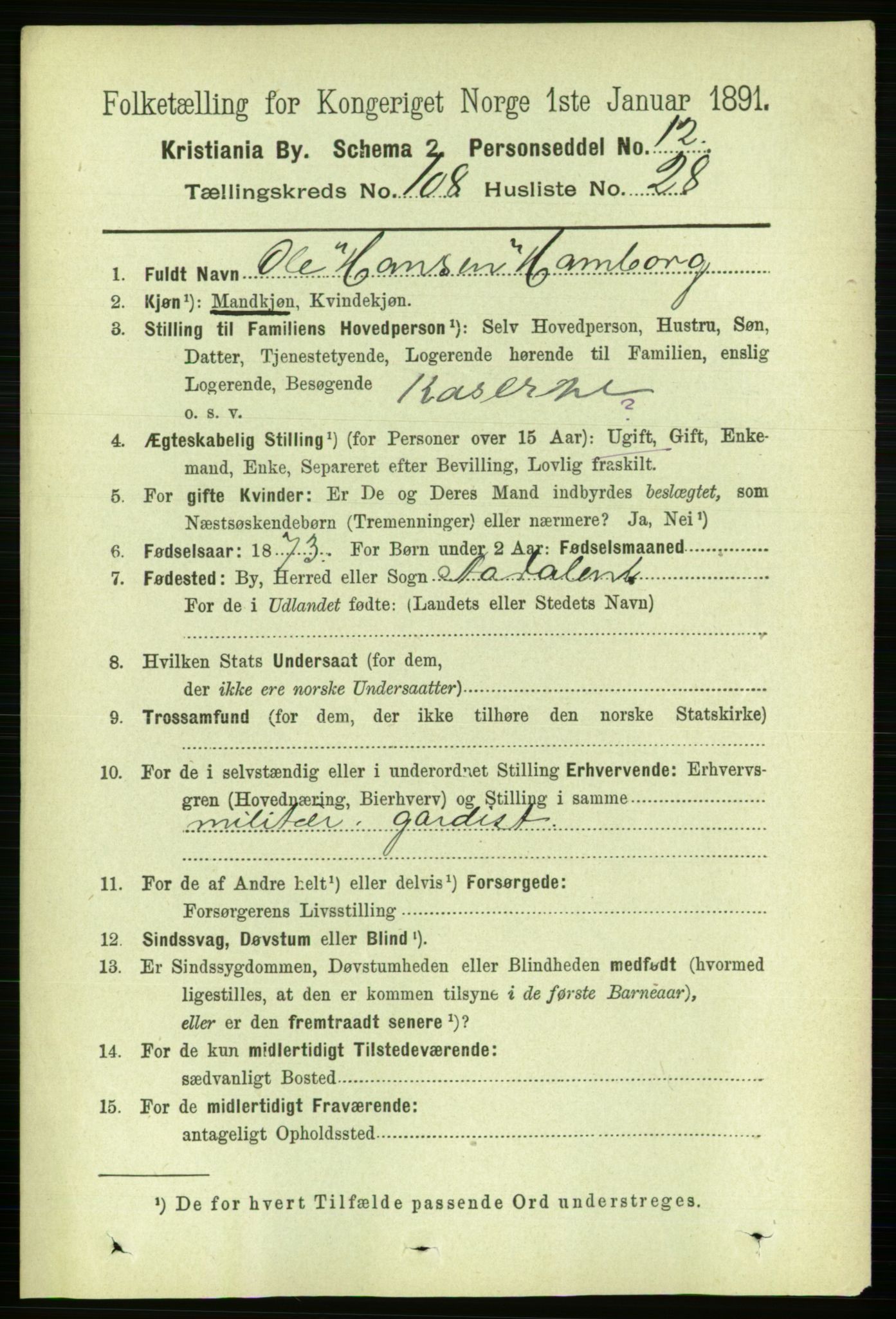 RA, 1891 census for 0301 Kristiania, 1891, p. 56163