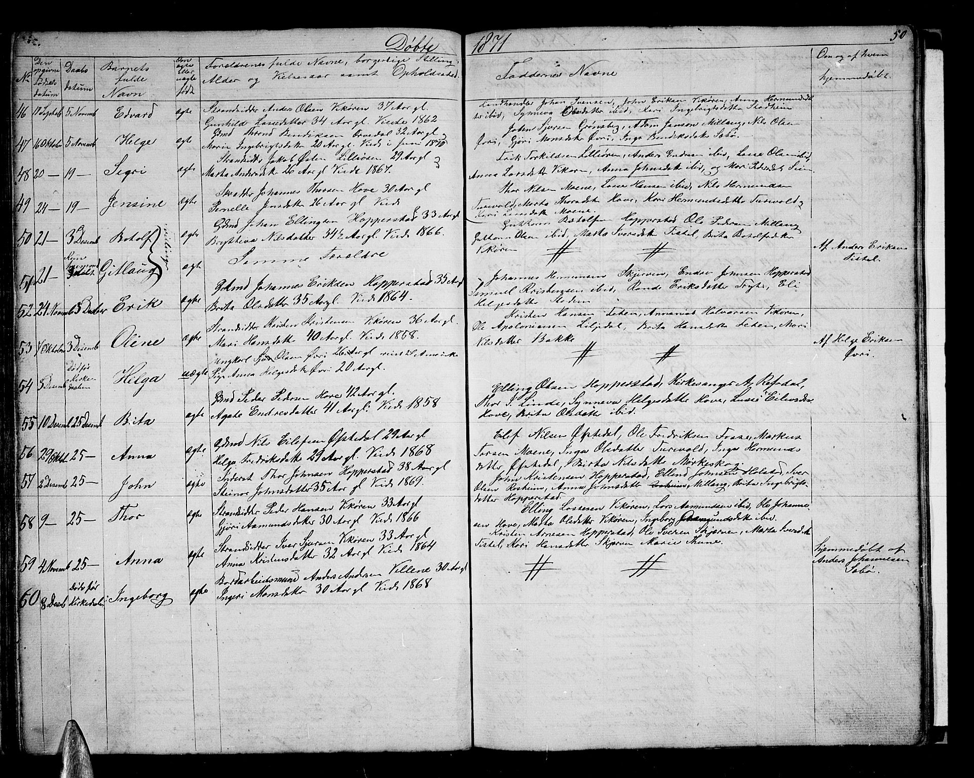 Vik sokneprestembete, AV/SAB-A-81501/H/Hab/Haba/L0002: Parish register (copy) no. A 2, 1856-1877, p. 50