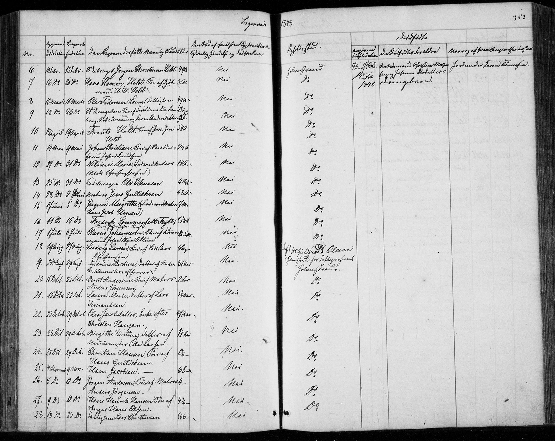 Holmestrand kirkebøker, AV/SAKO-A-346/F/Fa/L0002: Parish register (official) no. 2, 1840-1866, p. 352