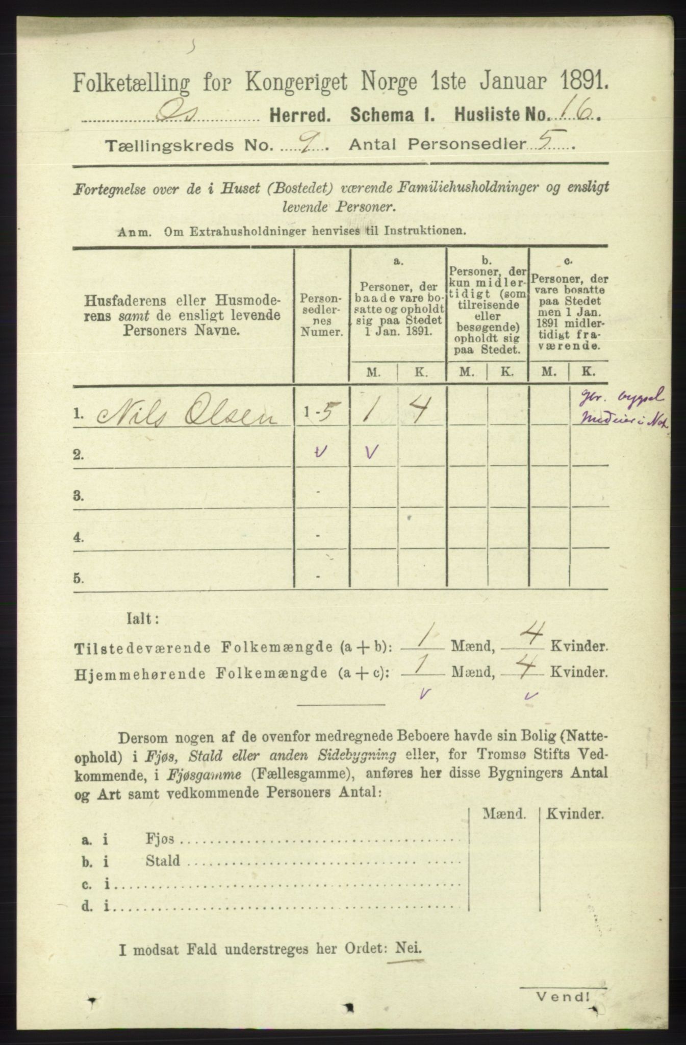 RA, 1891 census for 1243 Os, 1891, p. 1920