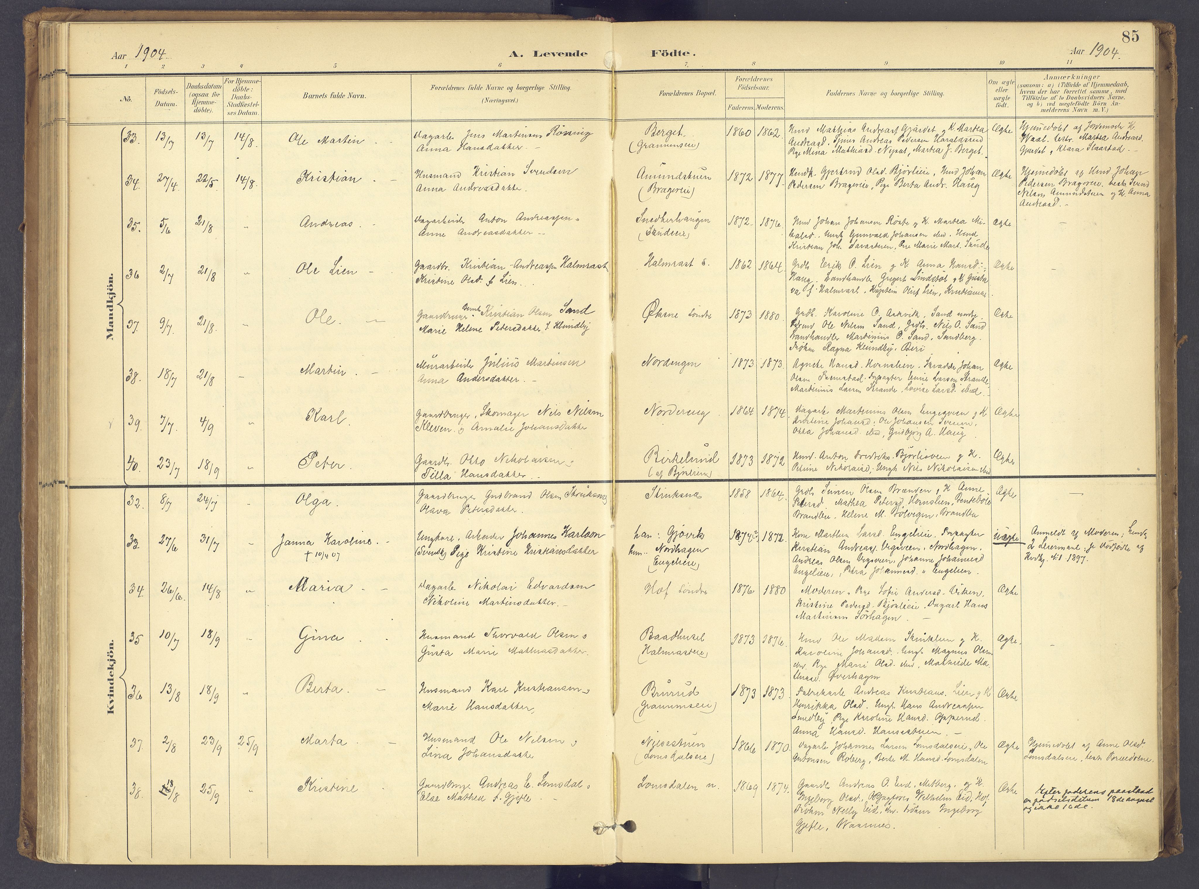 Søndre Land prestekontor, AV/SAH-PREST-122/K/L0006: Parish register (official) no. 6, 1895-1904, p. 85