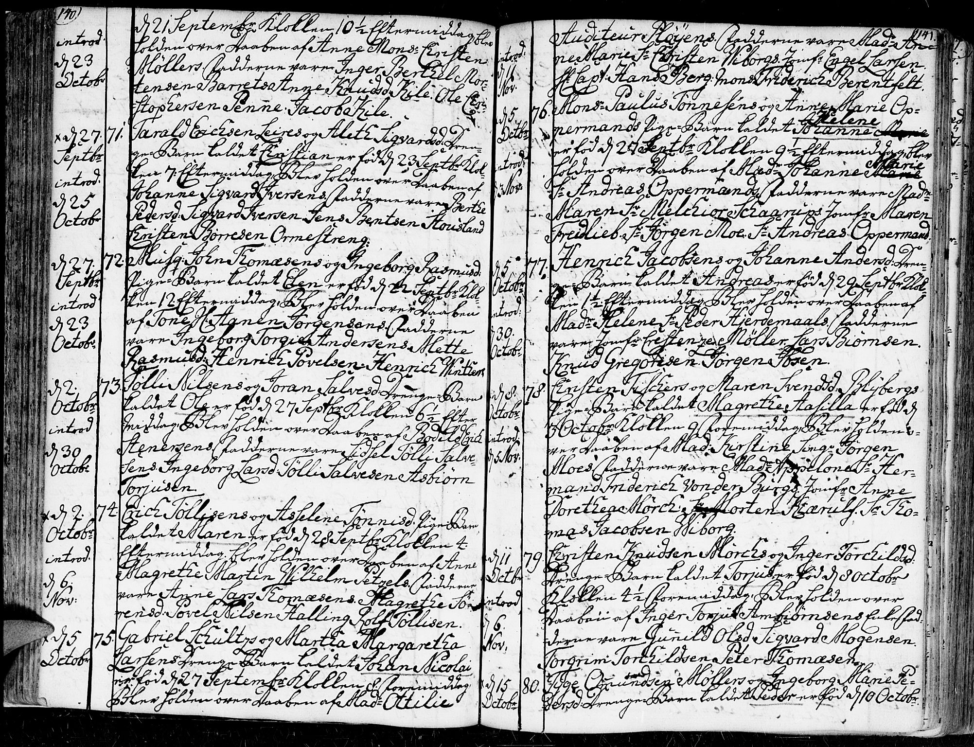 Kristiansand domprosti, AV/SAK-1112-0006/F/Fa/L0002: Parish register (official) no. A 2, 1755-1778, p. 140-141