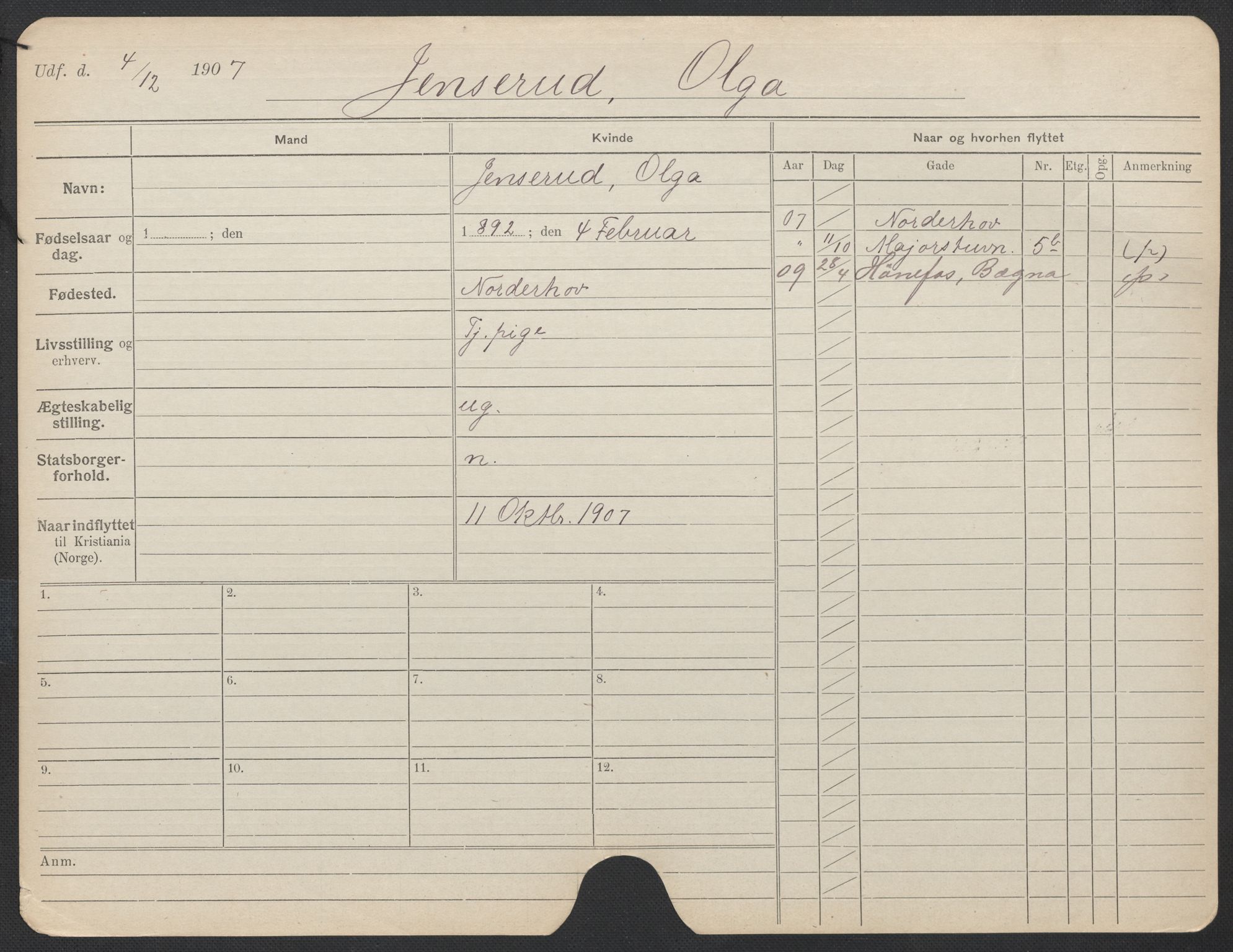 Oslo folkeregister, Registerkort, AV/SAO-A-11715/F/Fa/Fac/L0017: Kvinner, 1906-1914, p. 550a