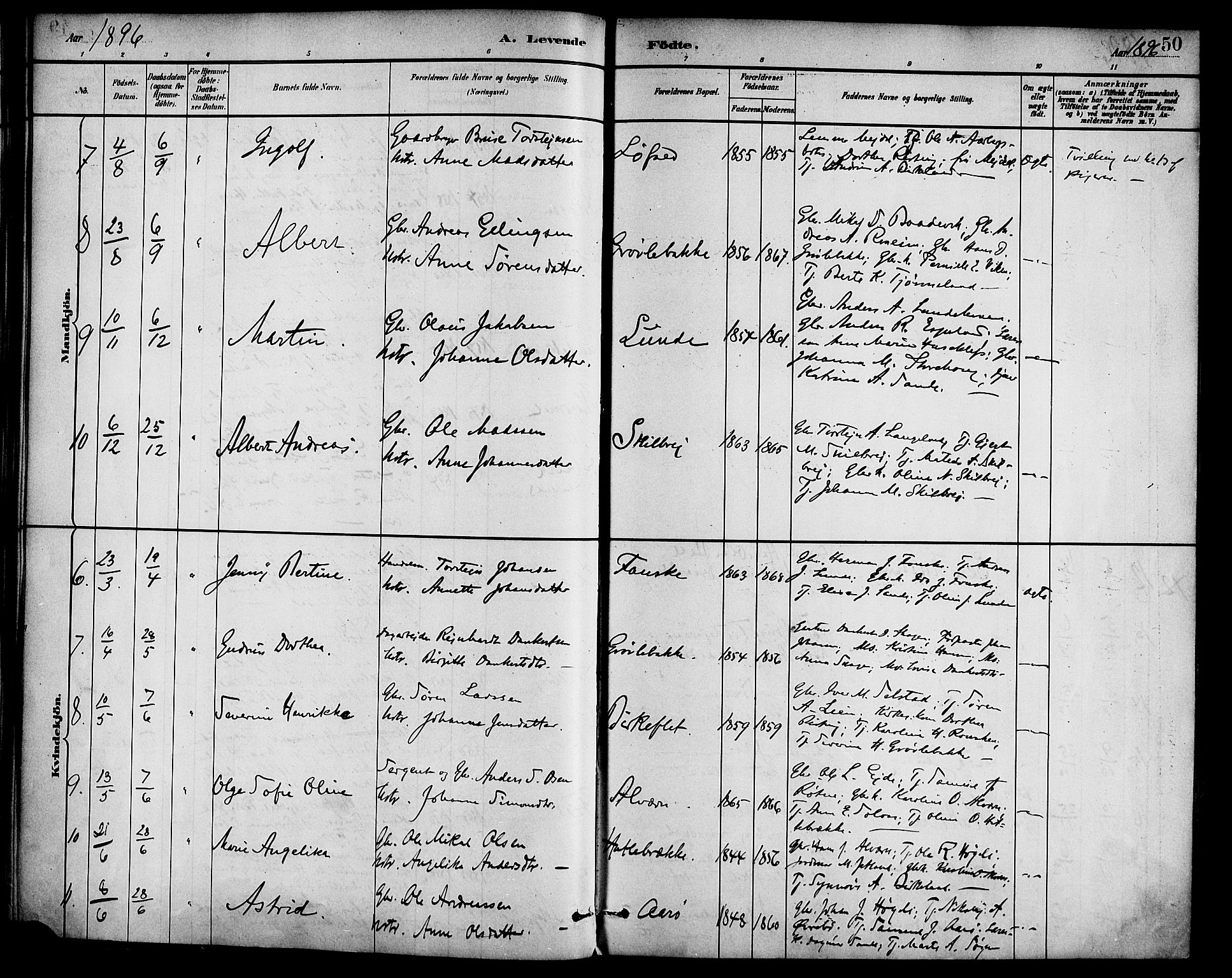 Gaular sokneprestembete, SAB/A-80001/H/Haa: Parish register (official) no. B 1, 1882-1897, p. 50
