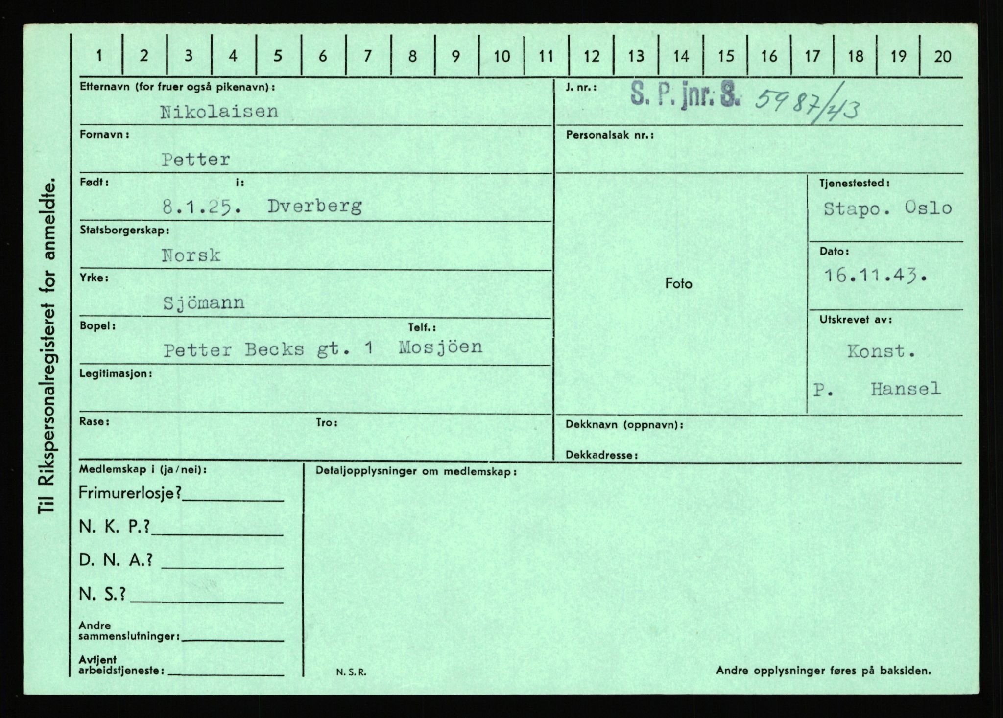 Statspolitiet - Hovedkontoret / Osloavdelingen, AV/RA-S-1329/C/Ca/L0011: Molberg - Nøstvold, 1943-1945, p. 2303