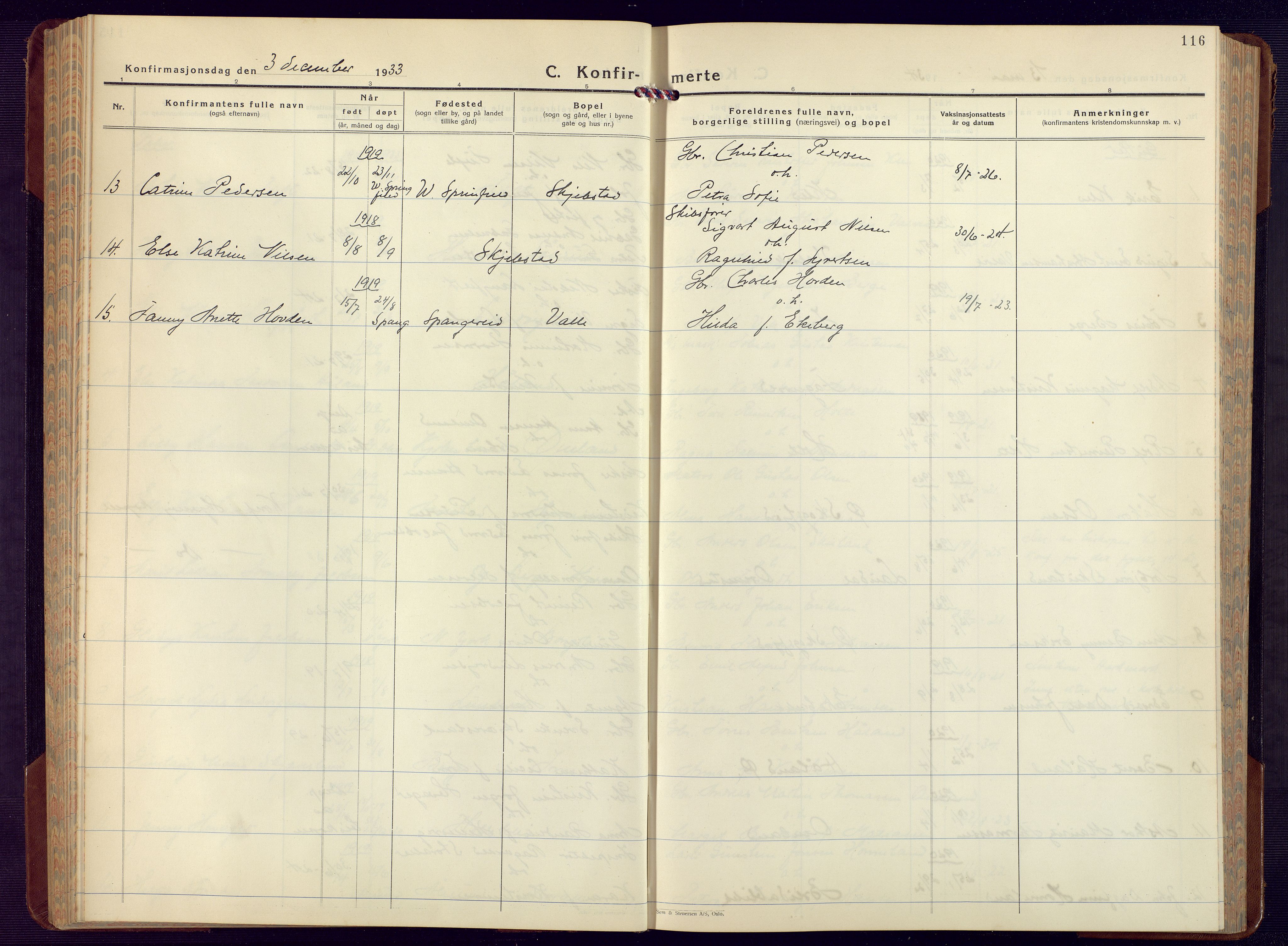 Mandal sokneprestkontor, AV/SAK-1111-0030/F/Fb/Fba/L0014: Parish register (copy) no. B 8, 1932-1952, p. 116