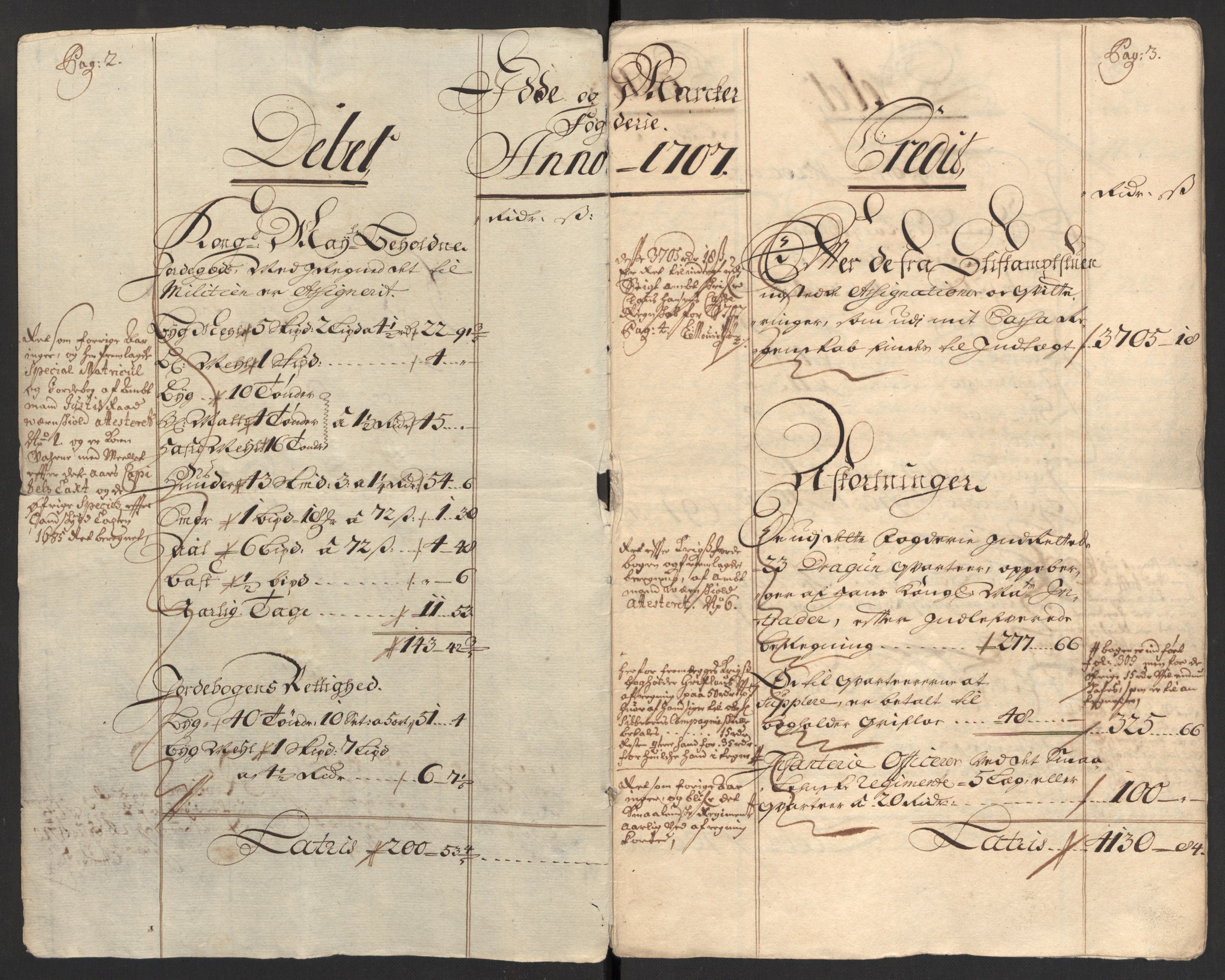 Rentekammeret inntil 1814, Reviderte regnskaper, Fogderegnskap, RA/EA-4092/R01/L0018: Fogderegnskap Idd og Marker, 1707-1709, p. 4