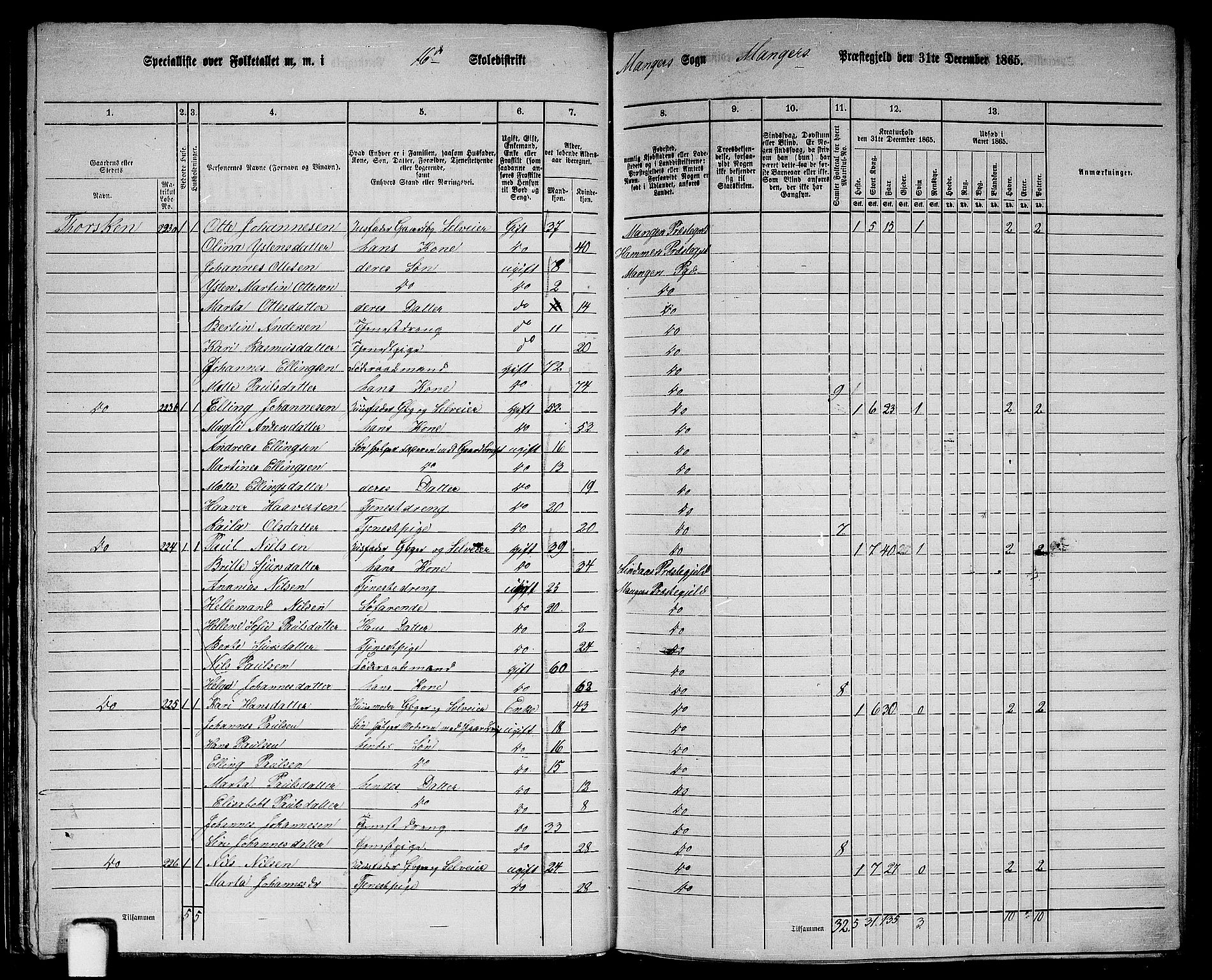 RA, 1865 census for Manger, 1865, p. 38