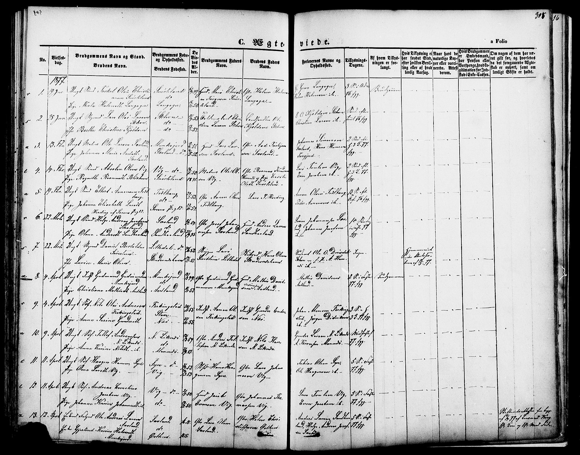Skudenes sokneprestkontor, SAST/A -101849/H/Ha/Haa/L0006: Parish register (official) no. A 4, 1864-1881, p. 308