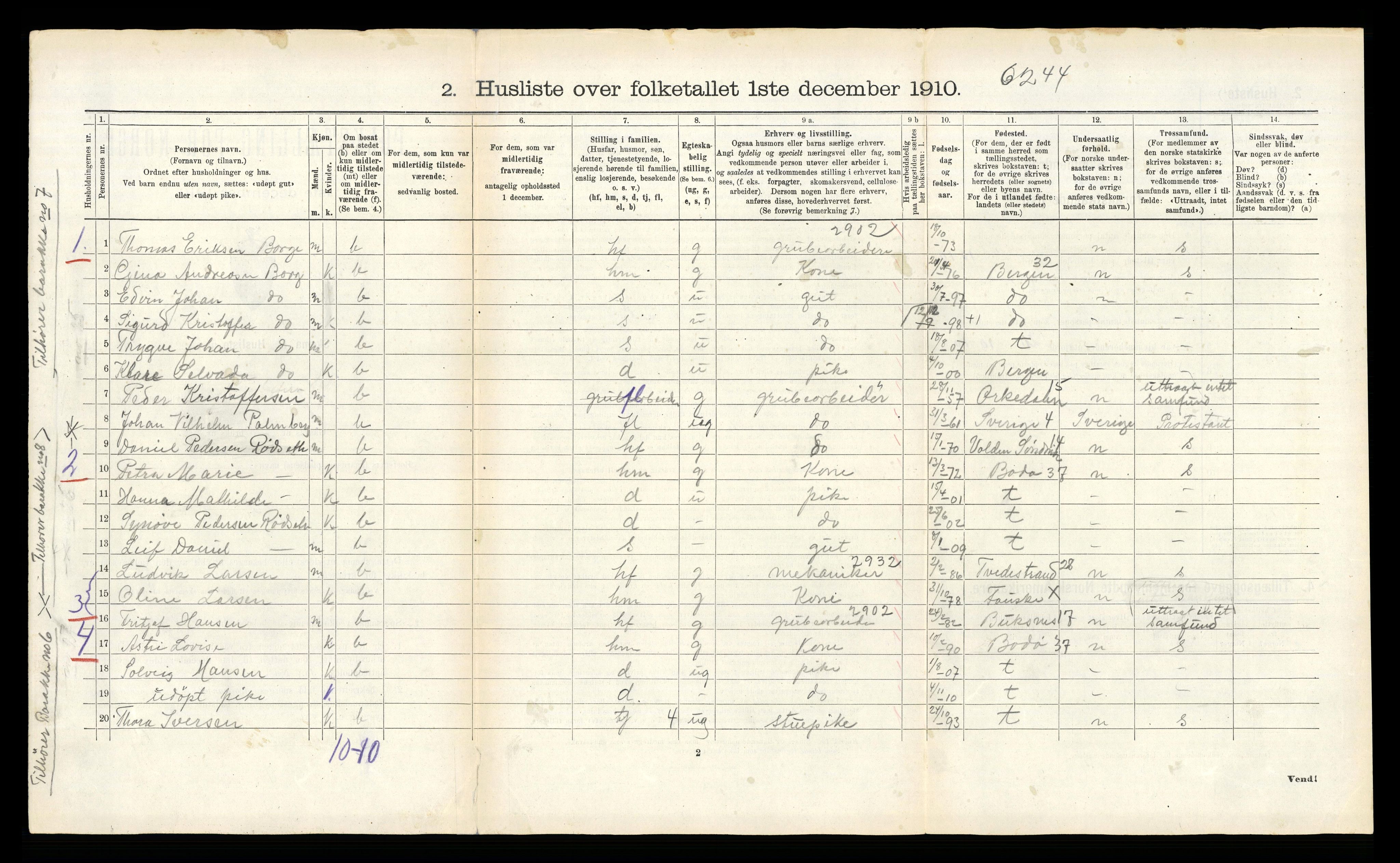 RA, 1910 census for Fauske, 1910, p. 305