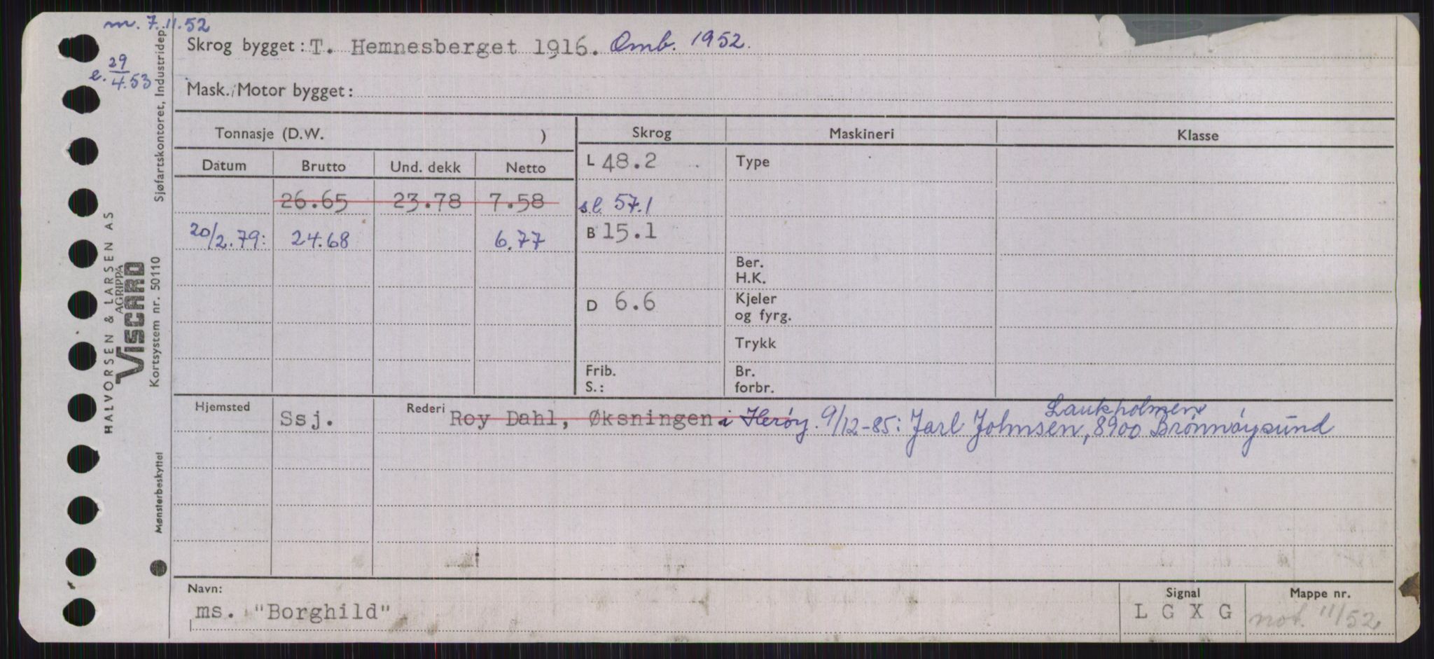 Sjøfartsdirektoratet med forløpere, Skipsmålingen, RA/S-1627/H/Ha/L0001/0002: Fartøy, A-Eig / Fartøy Bjør-Eig, p. 151