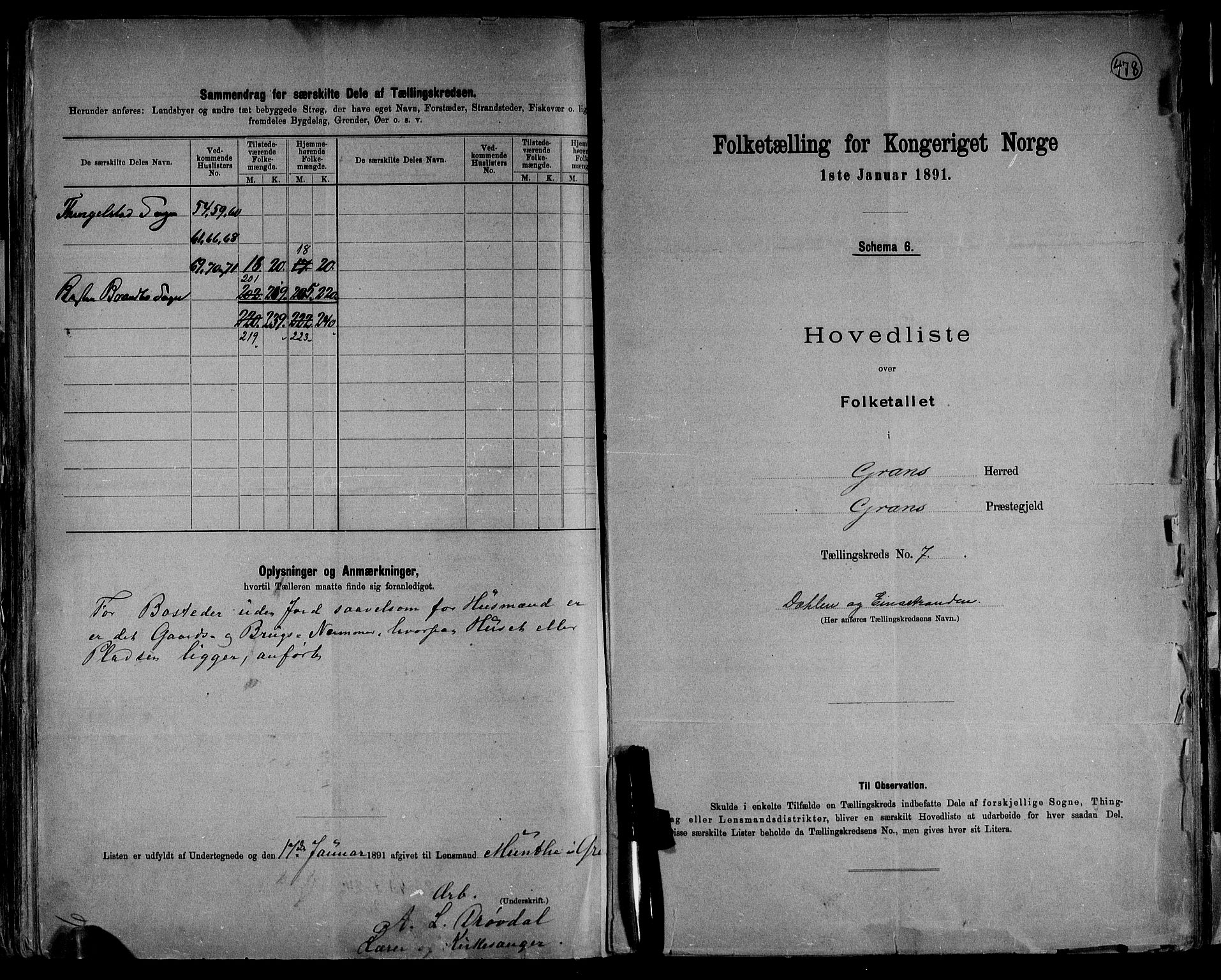 RA, 1891 census for 0534 Gran, 1891, p. 17