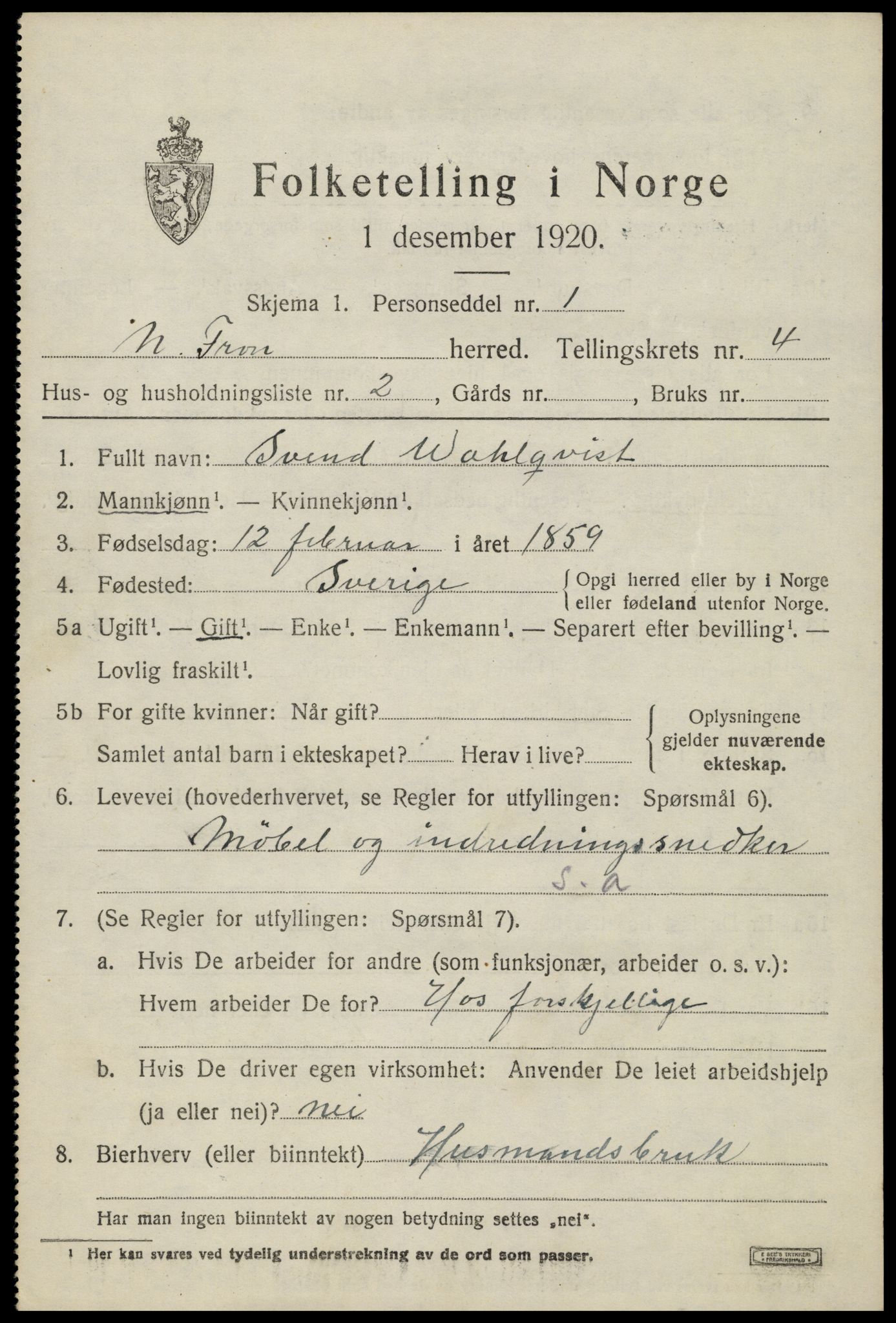 SAH, 1920 census for Nord-Fron, 1920, p. 4038