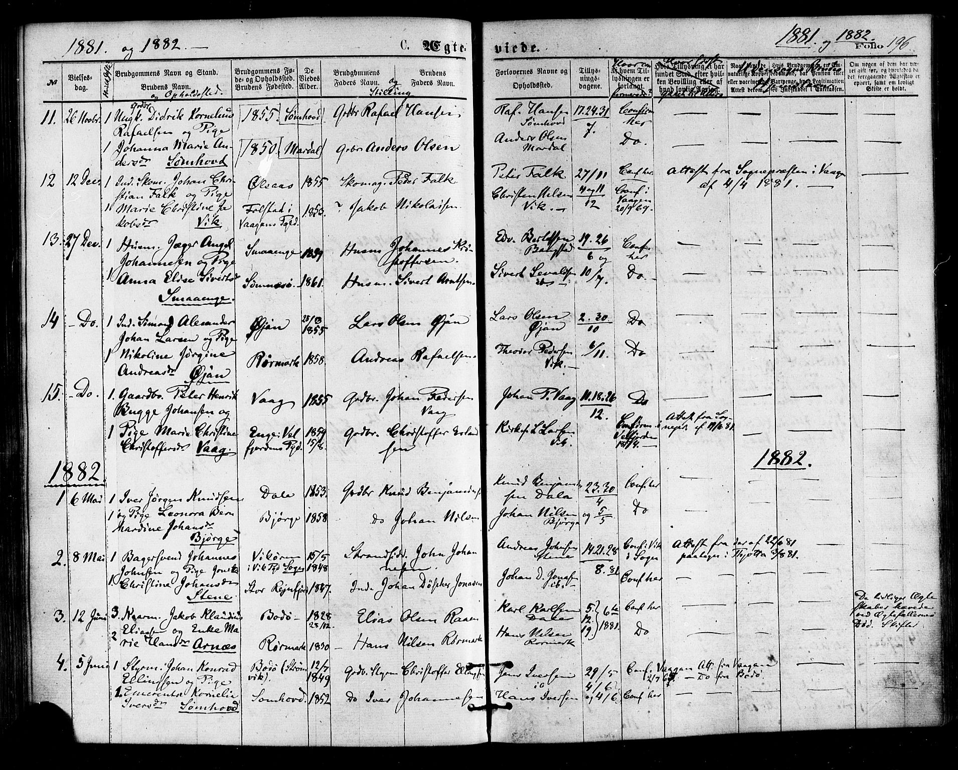 Ministerialprotokoller, klokkerbøker og fødselsregistre - Nordland, SAT/A-1459/812/L0177: Parish register (official) no. 812A06, 1875-1885, p. 196