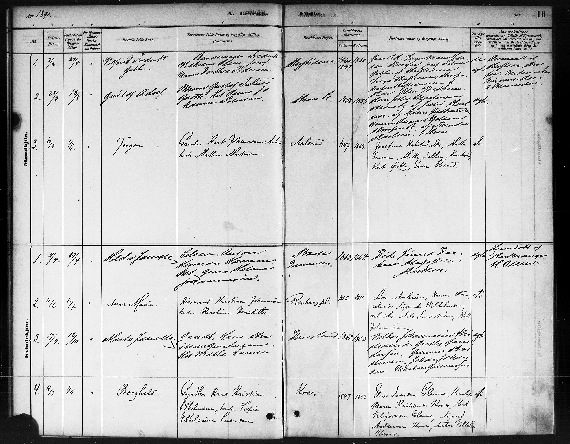 Ås prestekontor Kirkebøker, AV/SAO-A-10894/F/Fc/L0001: Parish register (official) no. III 1, 1881-1891, p. 16