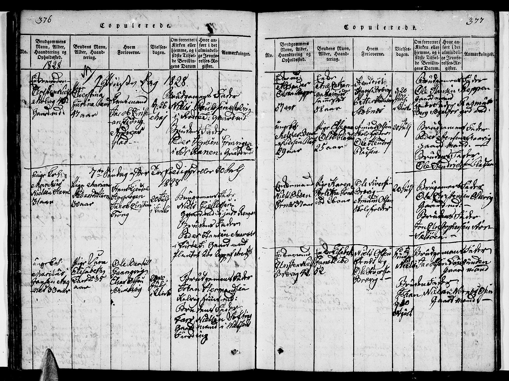 Ministerialprotokoller, klokkerbøker og fødselsregistre - Nordland, AV/SAT-A-1459/841/L0616: Parish register (copy) no. 841C01 /1, 1820-1832, p. 376-377