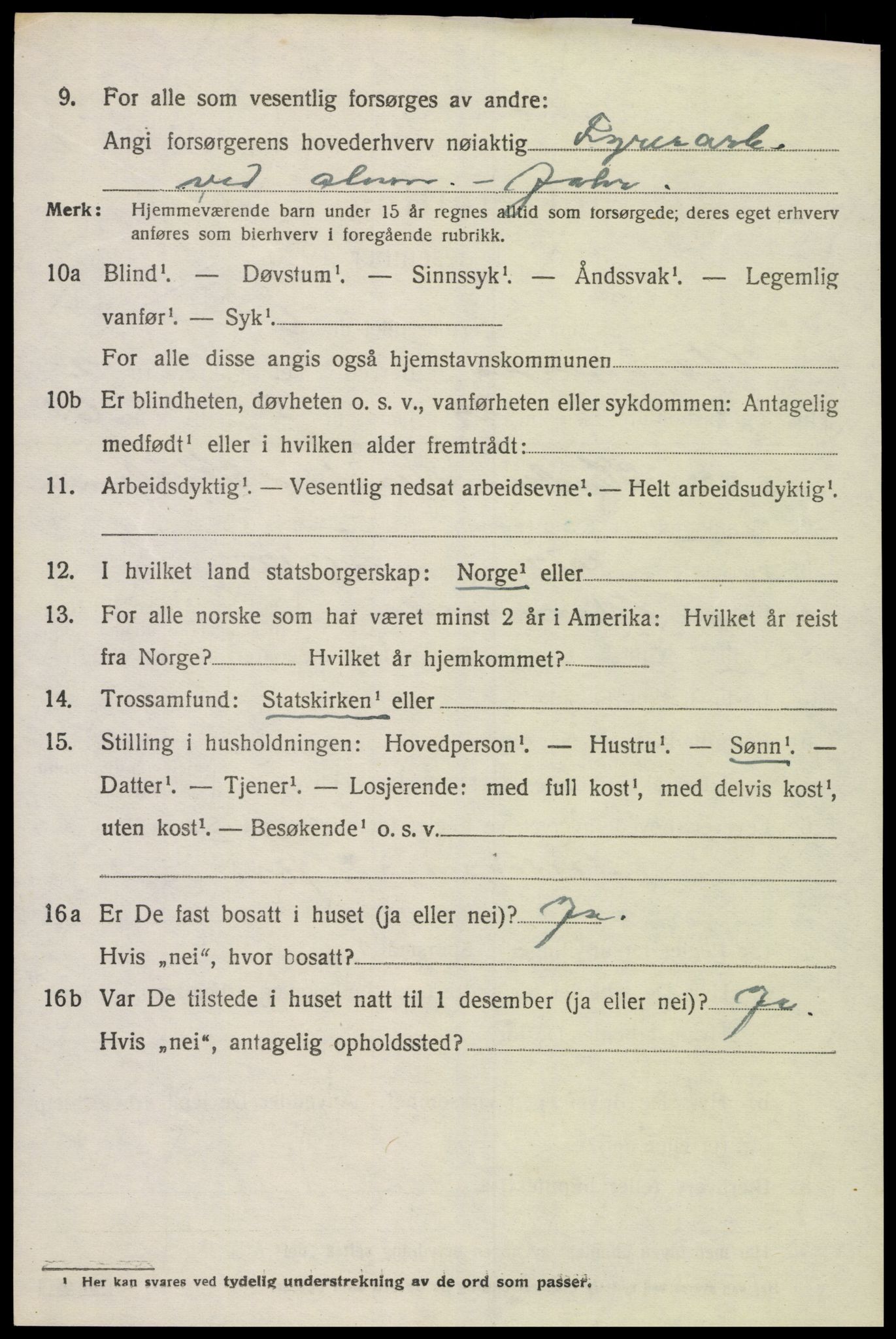 SAK, 1920 census for Vennesla, 1920, p. 1829