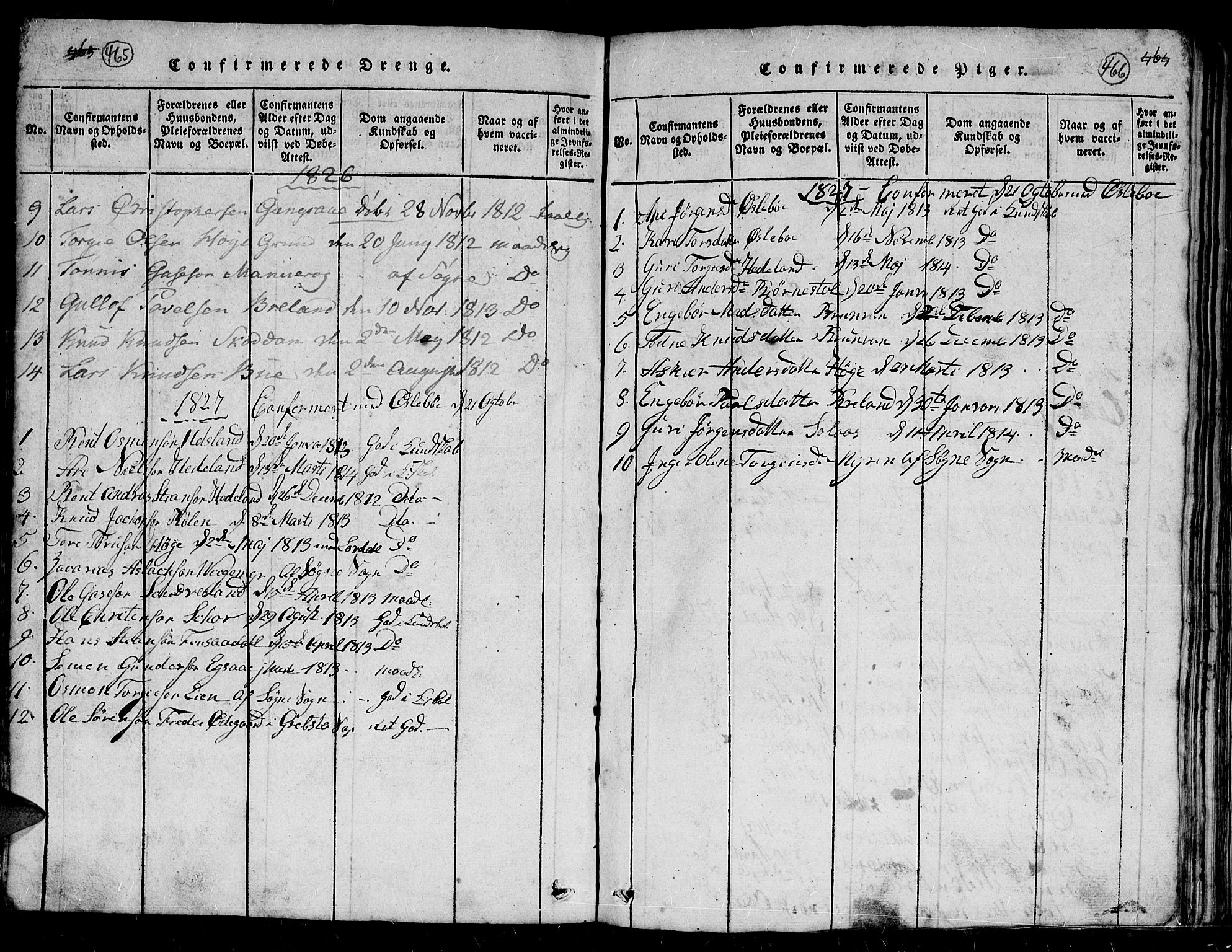 Holum sokneprestkontor, AV/SAK-1111-0022/F/Fb/Fbc/L0001: Parish register (copy) no. B 1, 1820-1859, p. 465-466