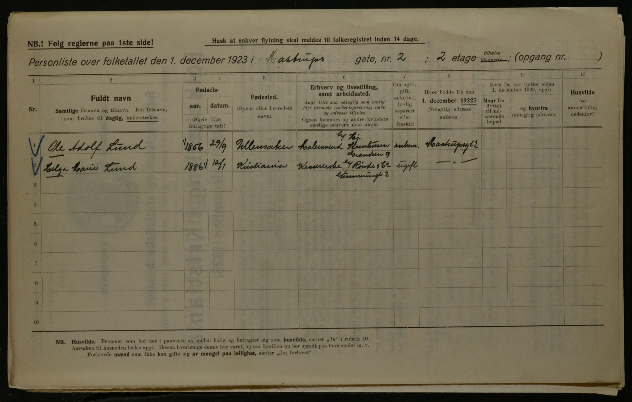 OBA, Municipal Census 1923 for Kristiania, 1923, p. 71754